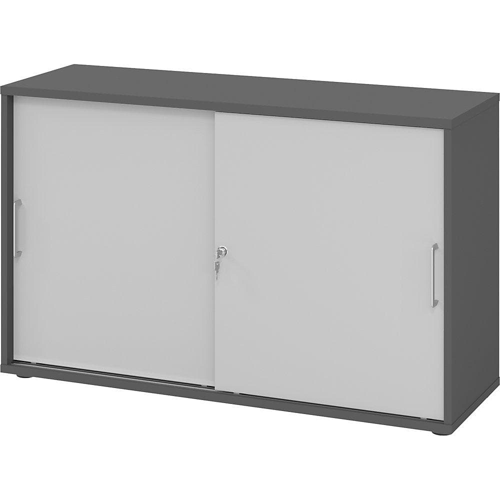 eurokraft pro Schiebetürenschrank 1200mm grau mit Schloss