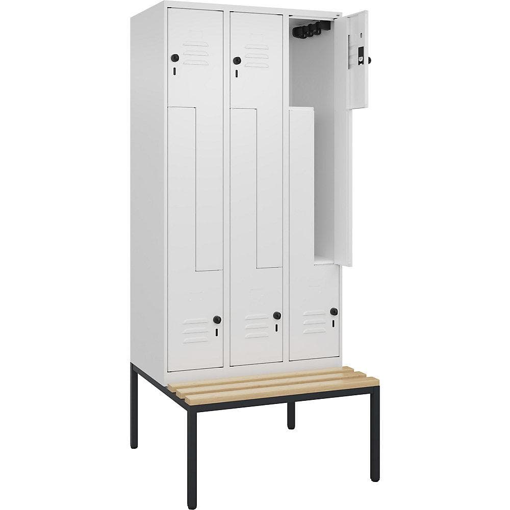 C+P Z-Spind Classic PLUS Sitzbank 3 Abteile Stahl Buche