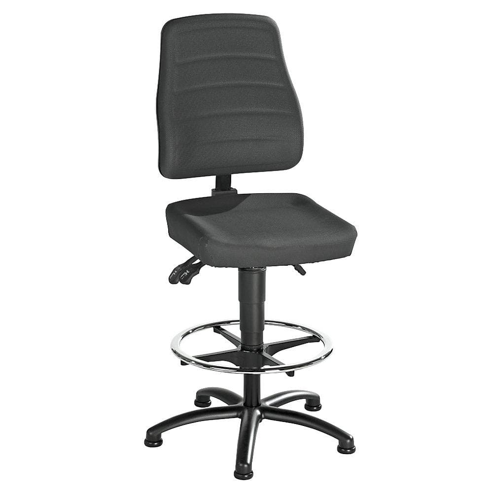 eurokraft pro Arbeitsdrehstuhl Supertec Schwarz mit Fußring