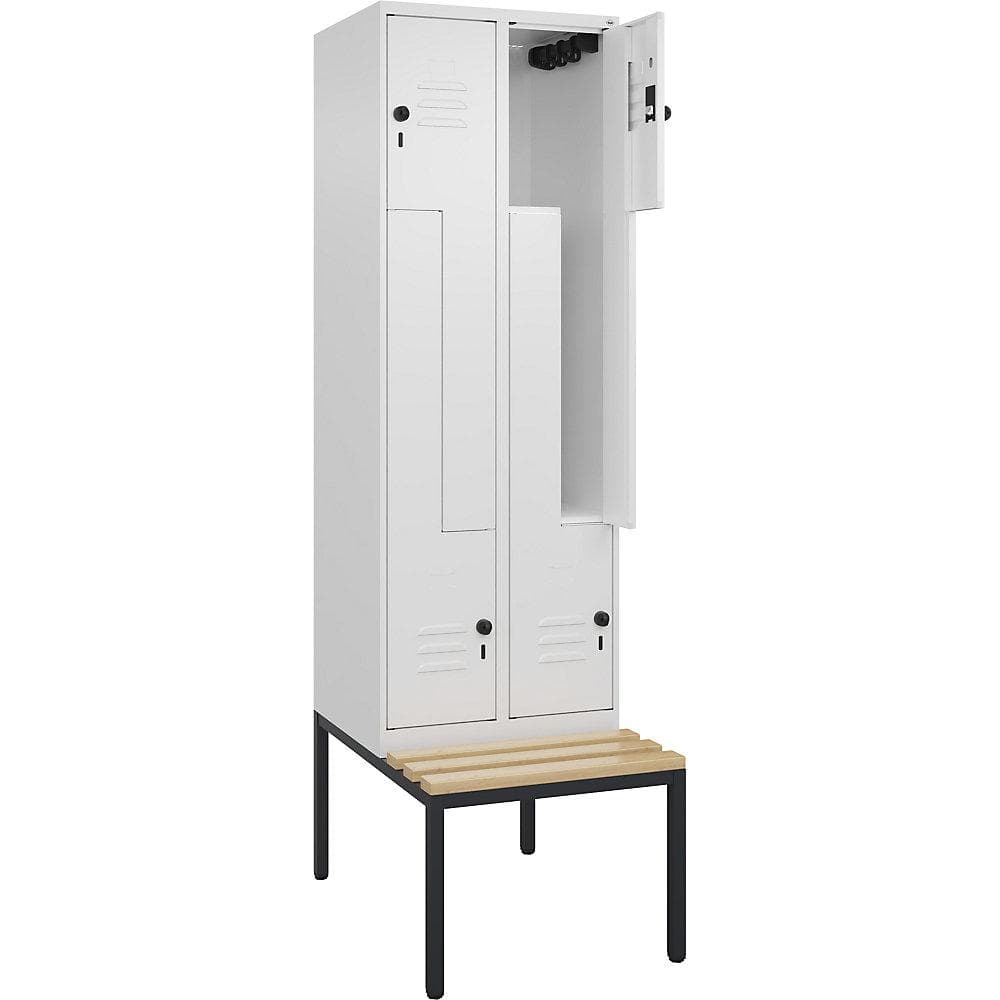 C+P Z-Spind Classic PLUS Sitzbank 2 Abteile verkehrsweiß Buche-Hartholz