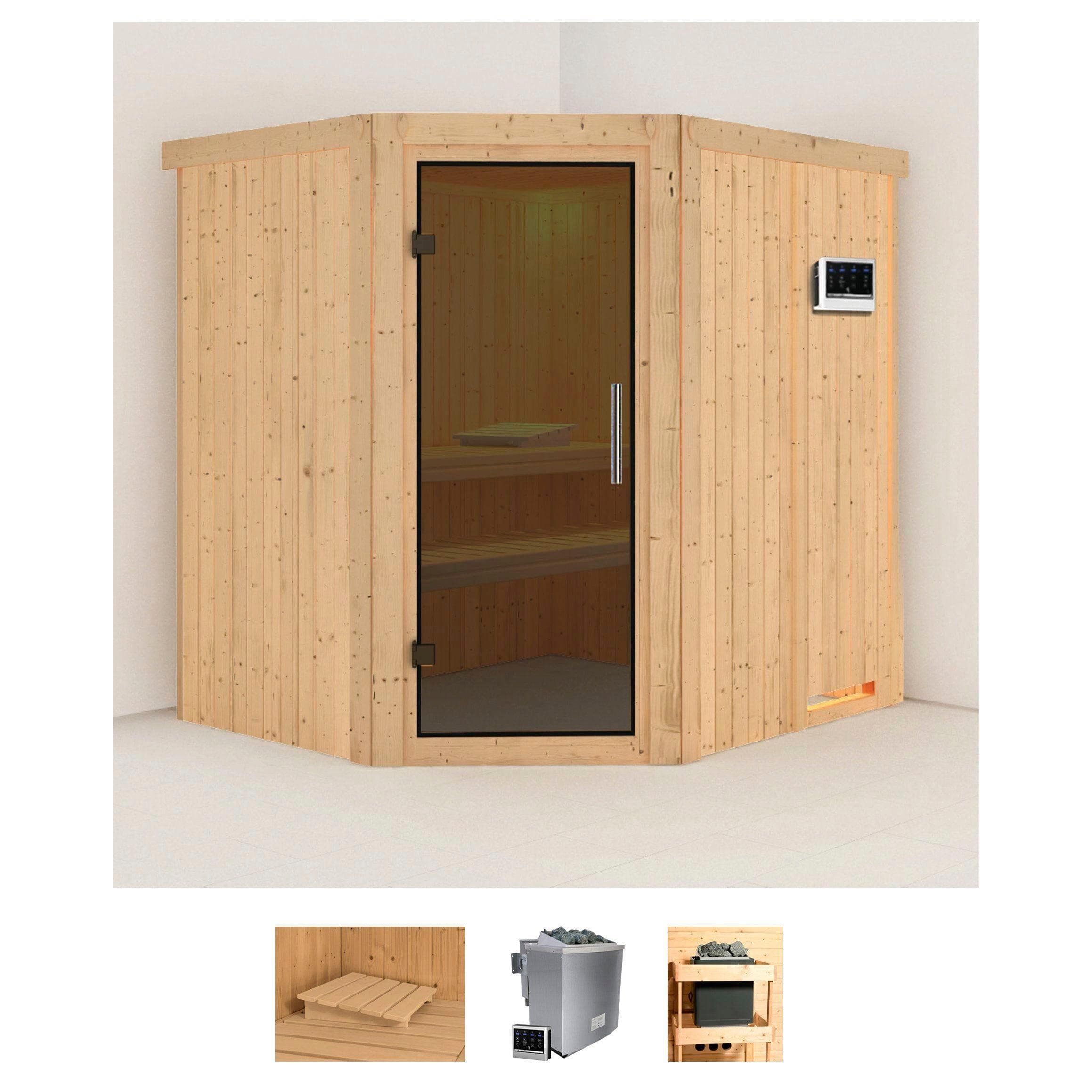 Sauna KARIBU Siirin 9 kW Bio-Kombiofen Beige