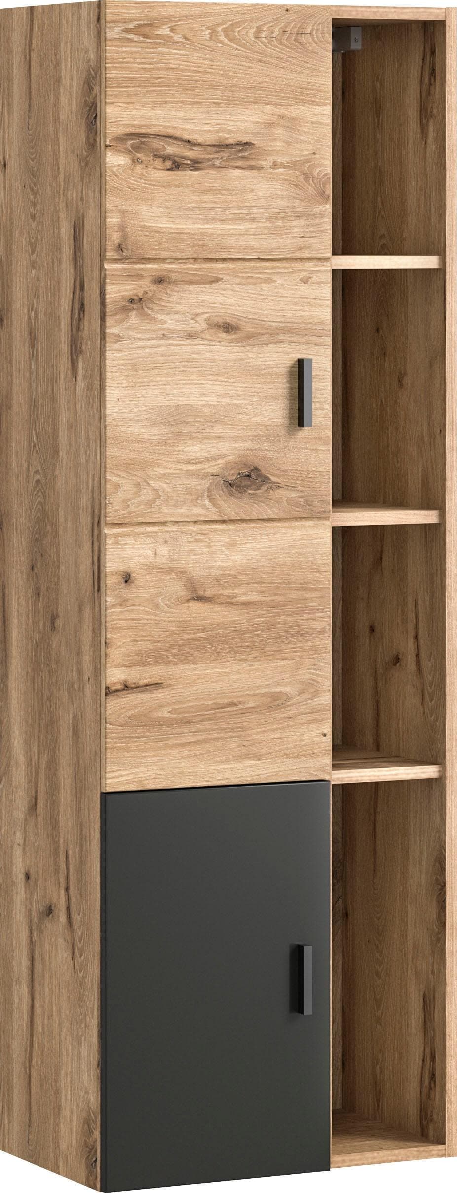 Hochschrank WELLTIME Dolo 48 cm 2 Türen 4 offene Fächer 5 variable Einlegeböden