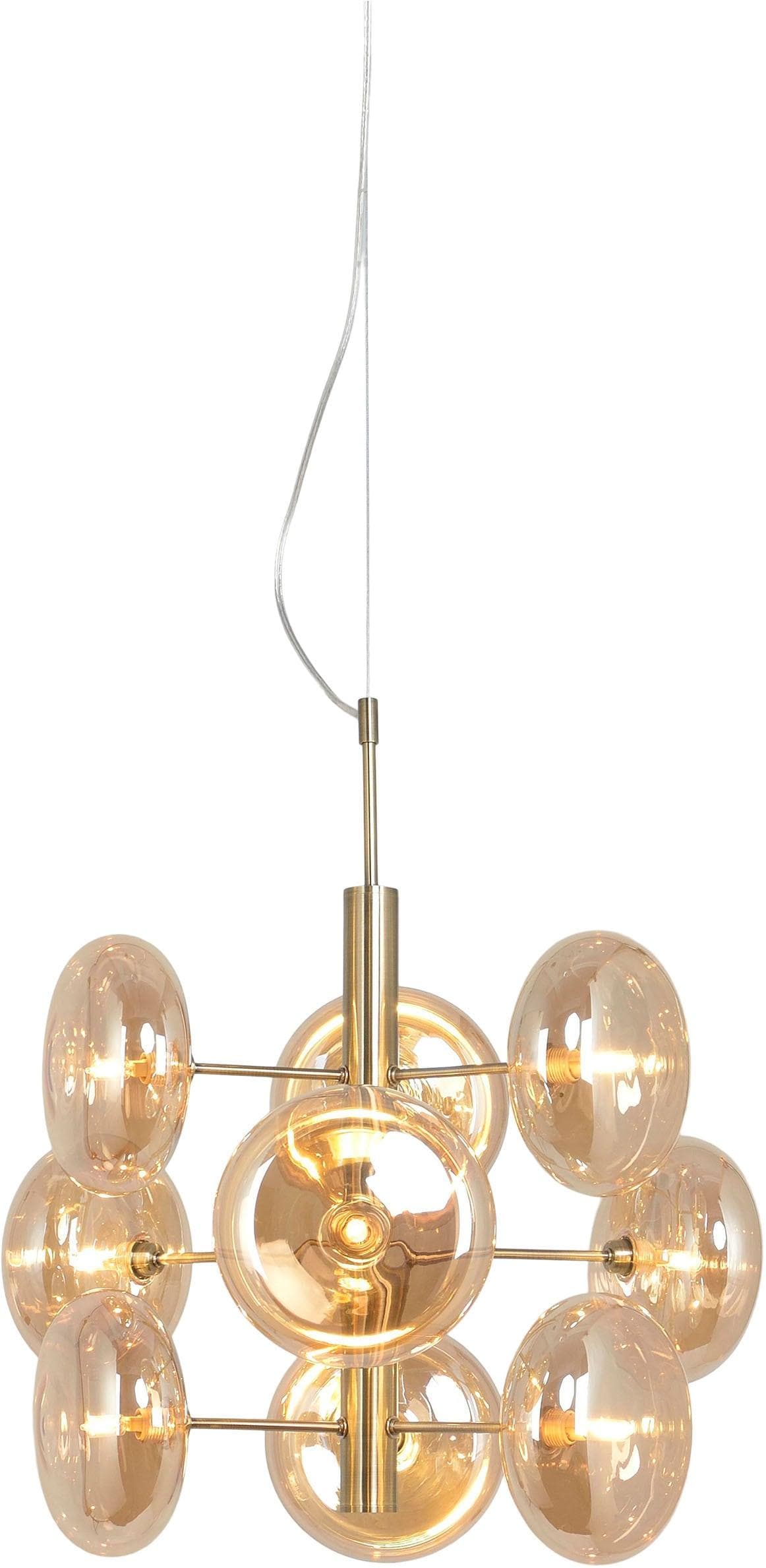 NÄVE Pendelleuchte Orion Messing-Matt 9 Rundgläser Amber