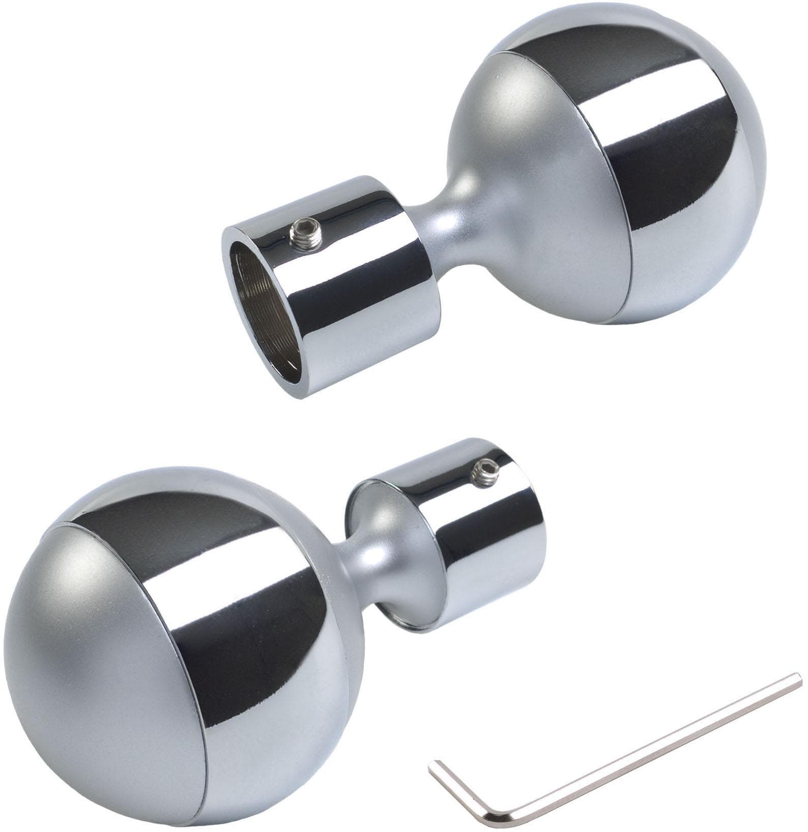 Gardinenstangen-Endstück aus Chrom und Aluminium
