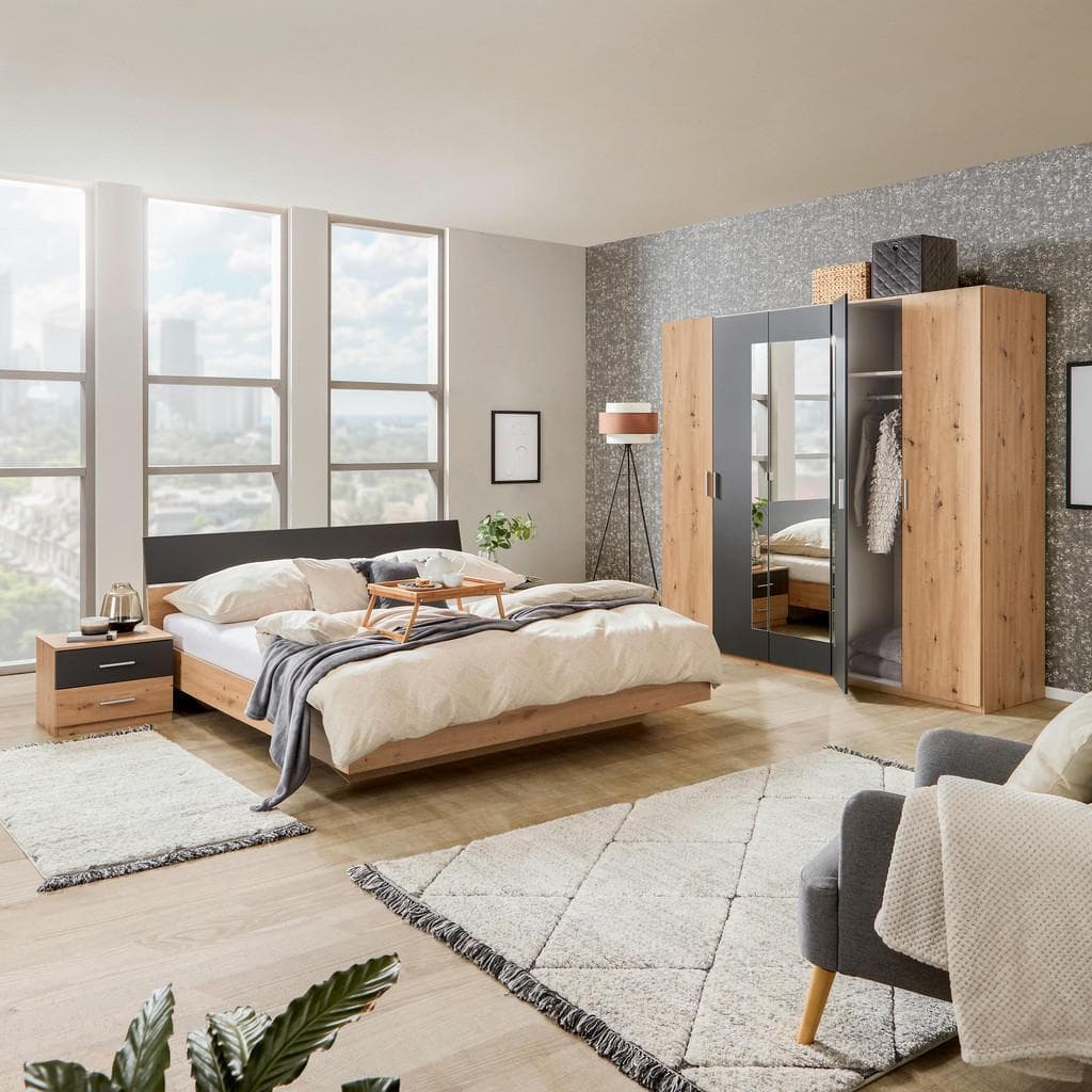 Mid.you Schlafzimmer Wimex Katrin Graphit Eiche Holzwerkstoff 4-teilig