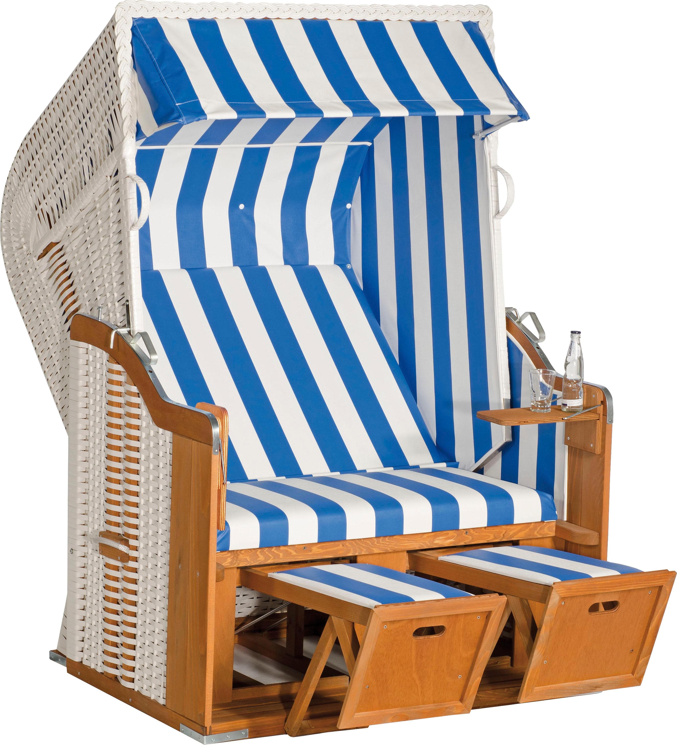 Strandkorb SUNNYSMART Rustikal 250 Basic Blau-Weiß PVC-Stoff
