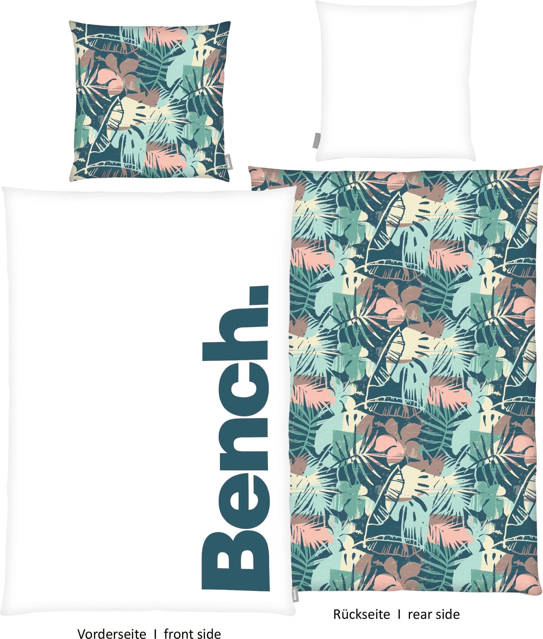 Bench. Wendebettwäsche Bunt mit Schriftzug 100% Baumwolle