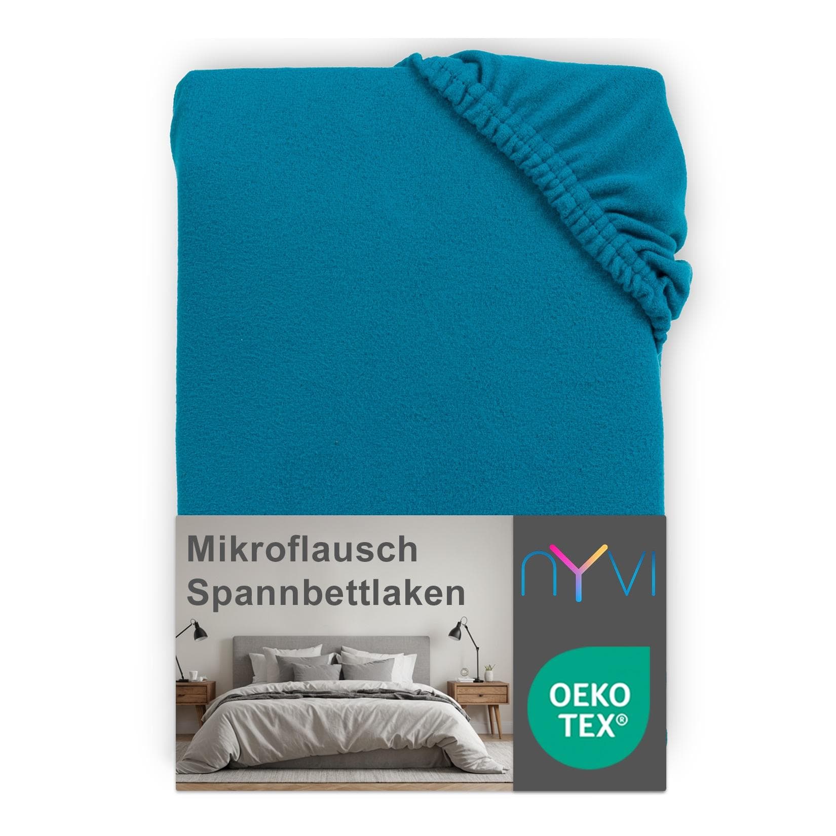 NYVI Spannbettlaken DreamScience Mikroflausch Kuschelweiches Bettlaken Petrol