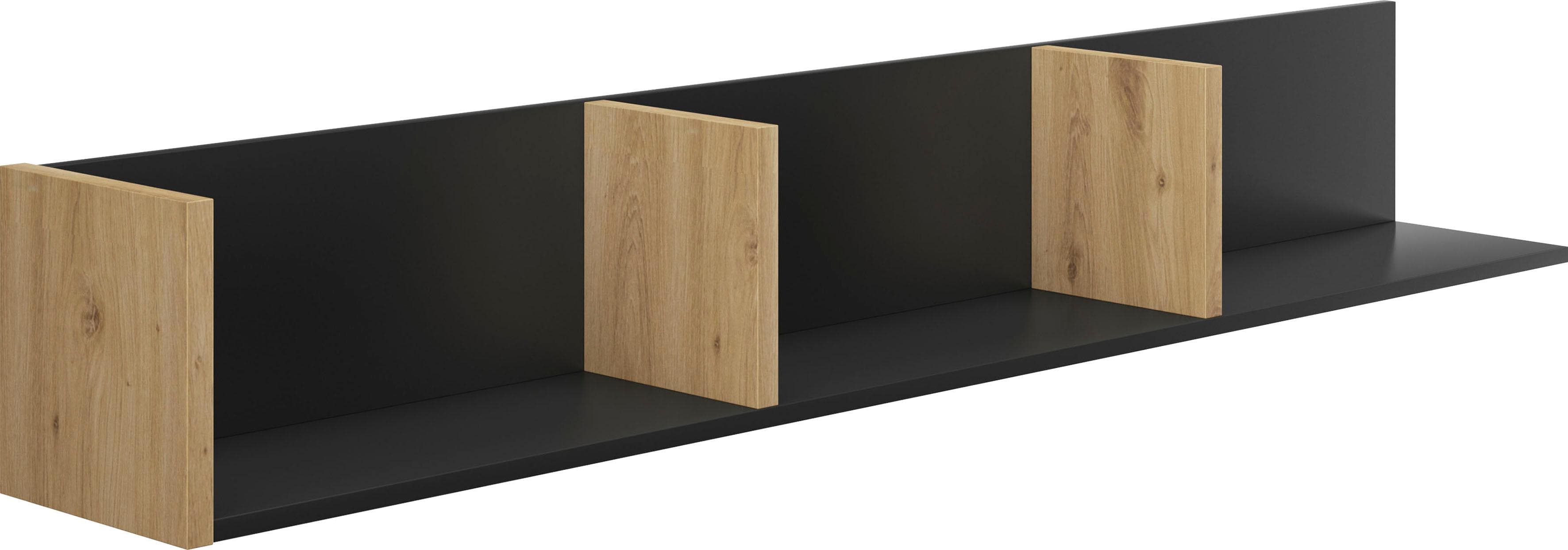Wandregal GAMI RAFAEL Eiche Artisan/Schwarz 160x24x24 cm Spanplatte 3 Nischen