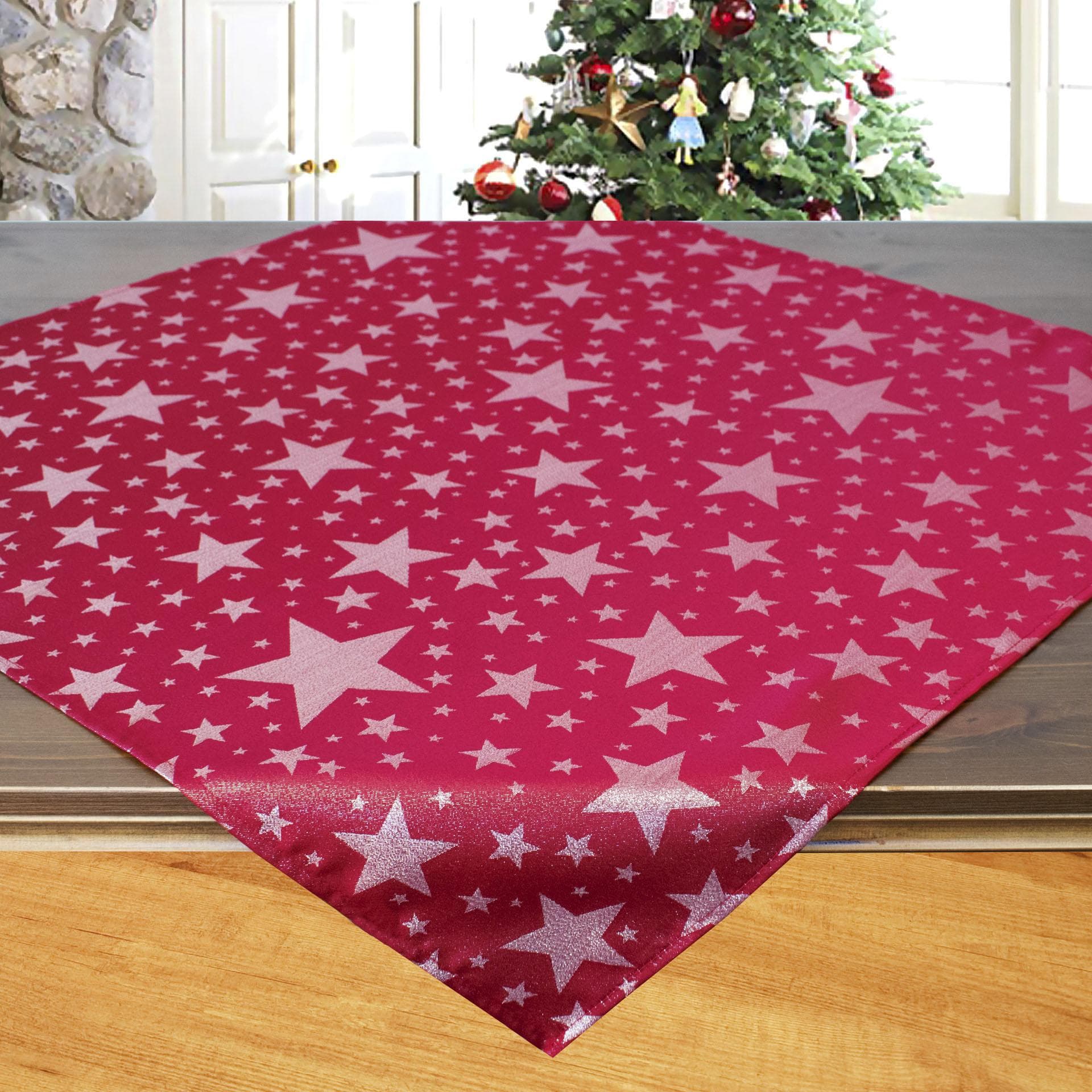 DELINDO LIFESTYLE Mitteldecke Christsterne Rot Jacquard