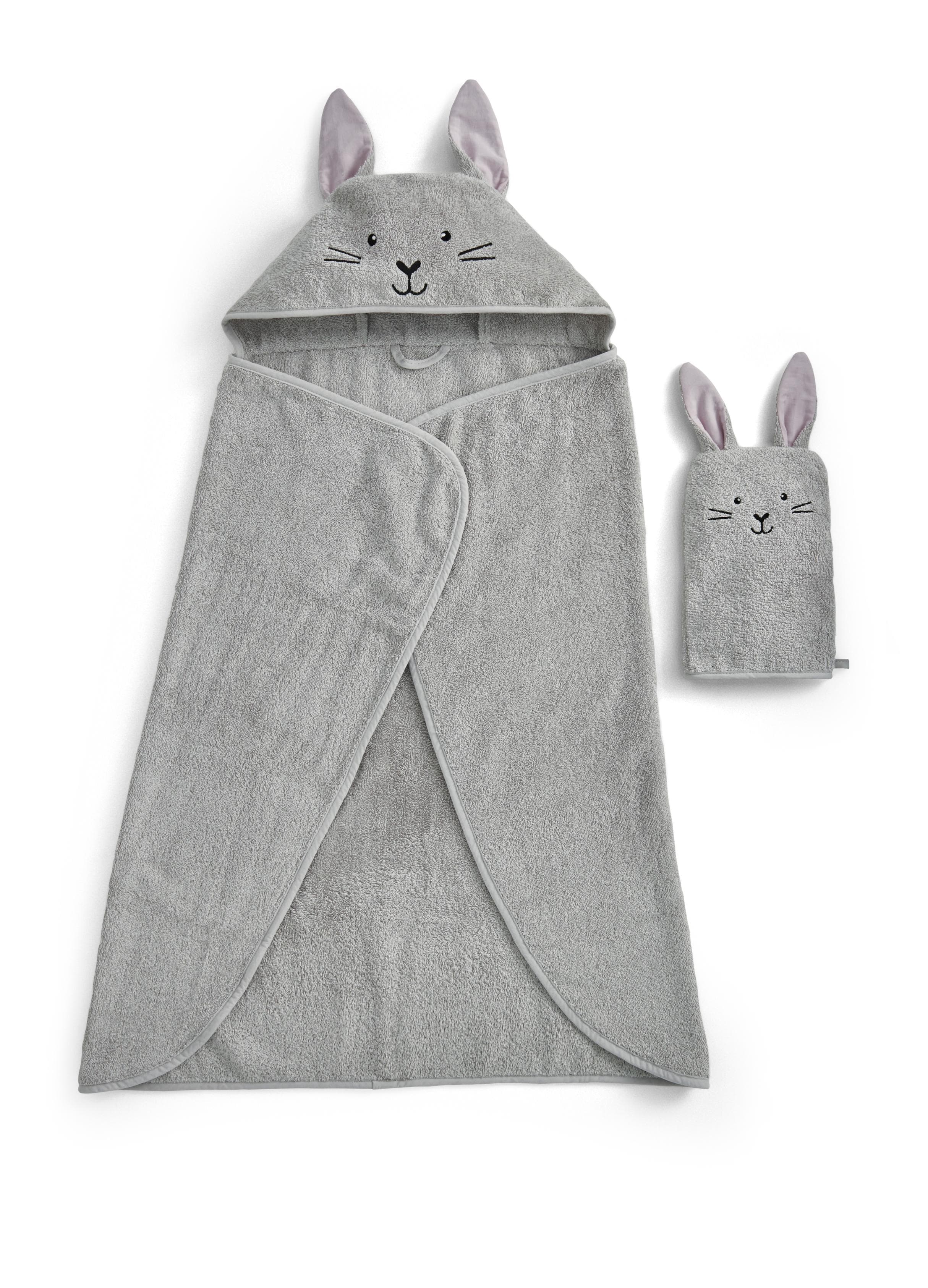 Handtuch Set CHRISTY "Christy Baby Hase" Grau 2 Stk. Walkfrottier 100% Baumwolle