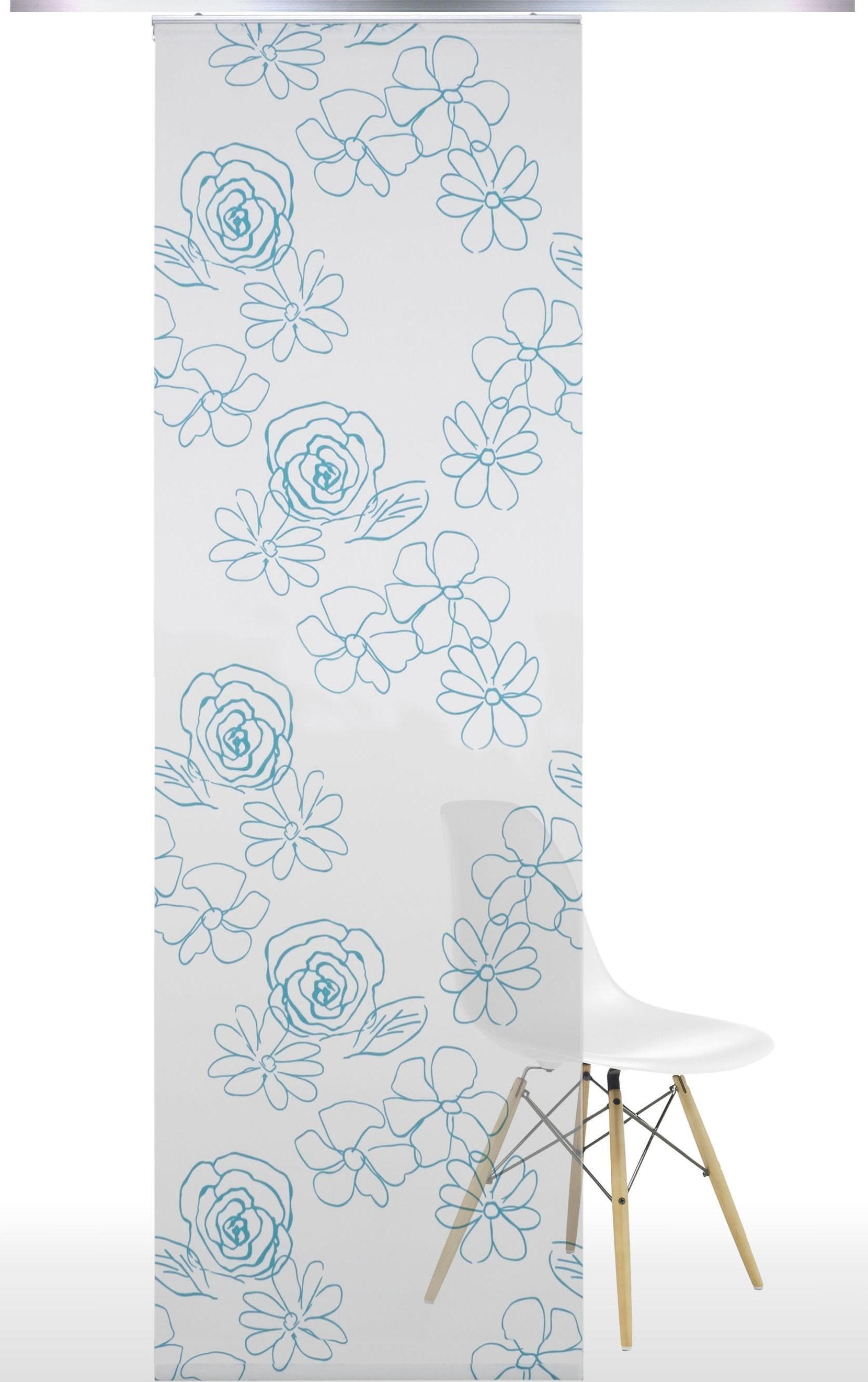 Schiebegardine LIEDECO Gr. 1 Weiß/Blau 60x245 cm Polyester