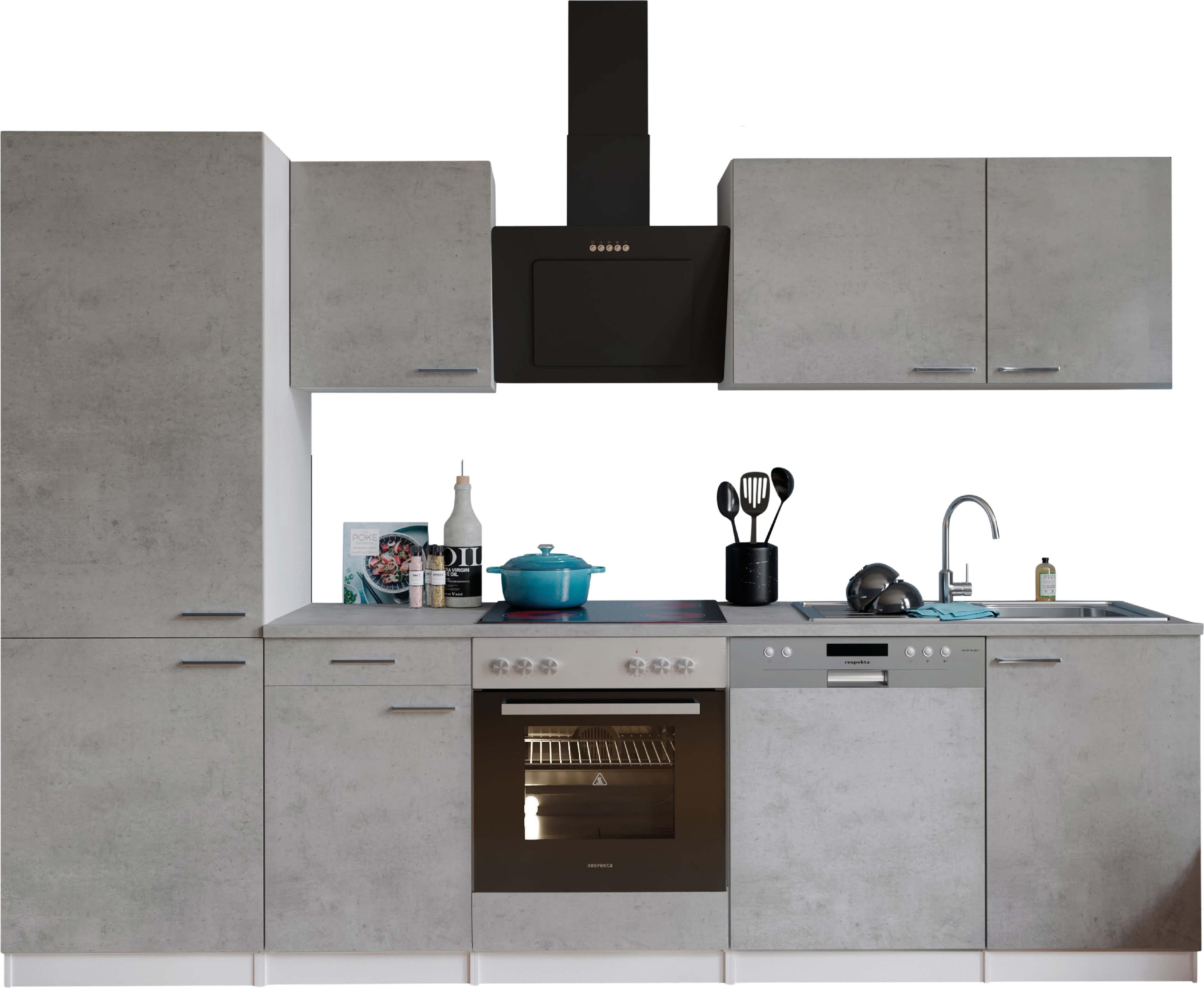 Küchenzeile RESPEKTA Malia Beton-Optik Weiß 280 cm