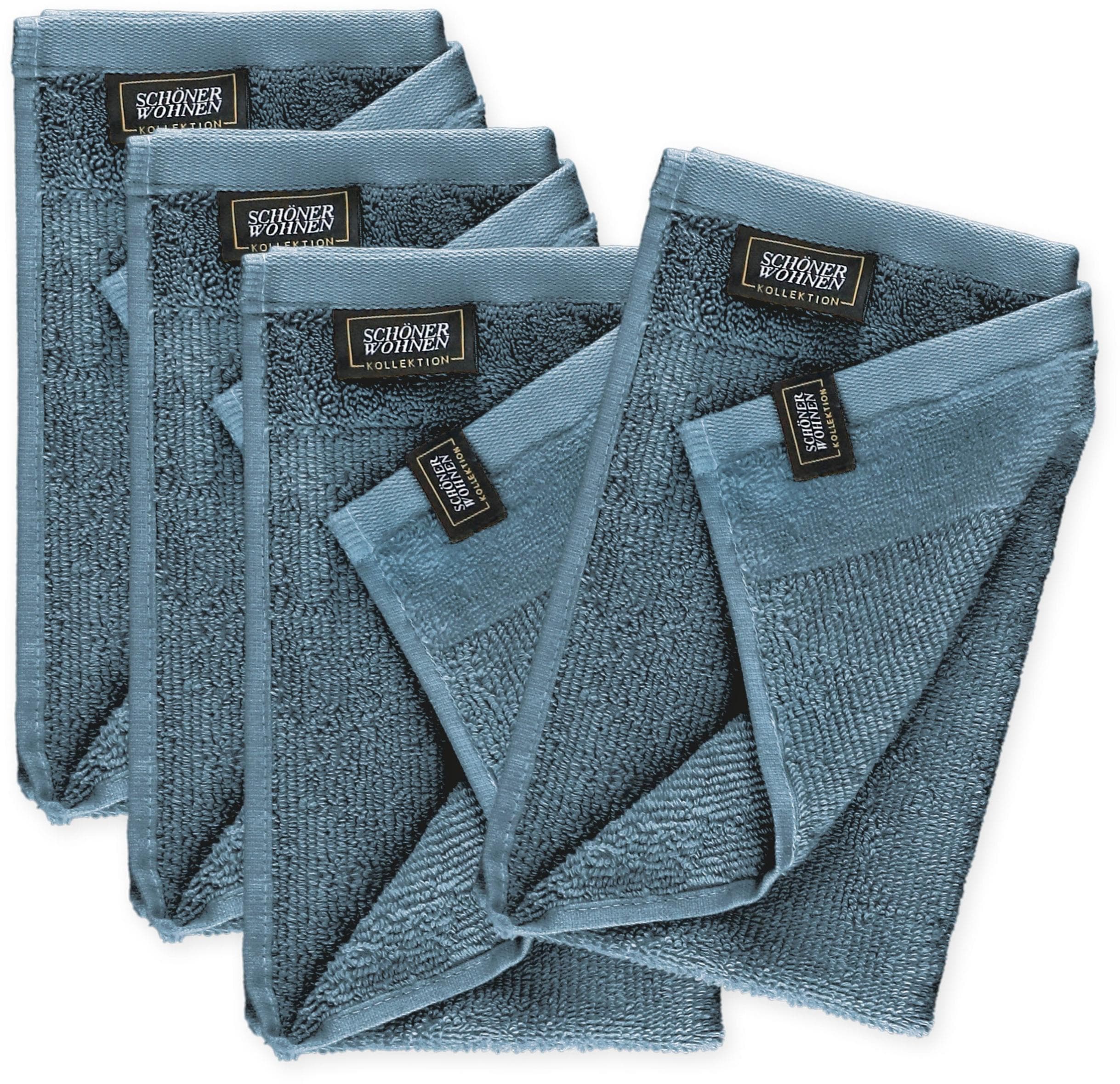 SCHÖNER WOHNEN Gästehandtücher Sense Blau Frottee 100% Baumwolle