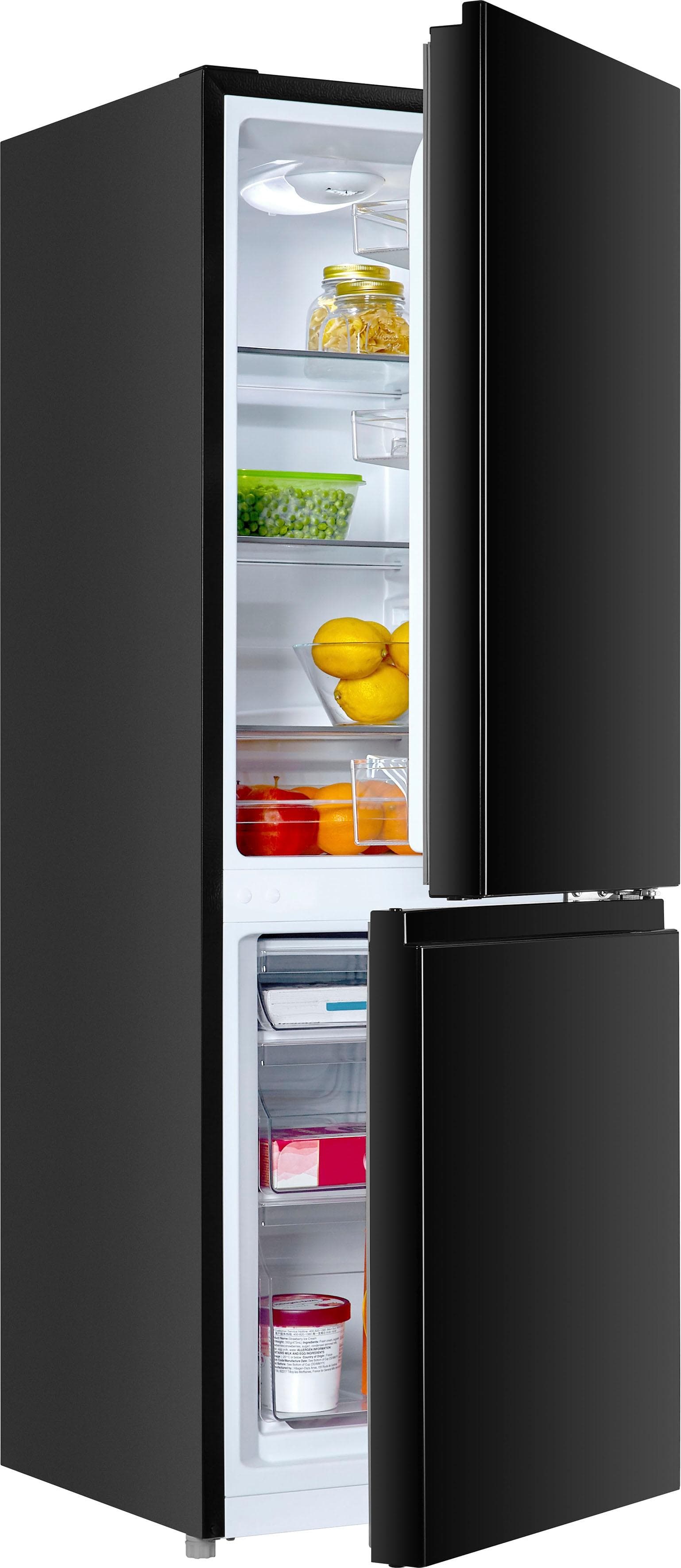 HANSEATIC Kühl-/Gefrierkombination HKGK14349C Schwarz 4-Sterne-Gefrierfach