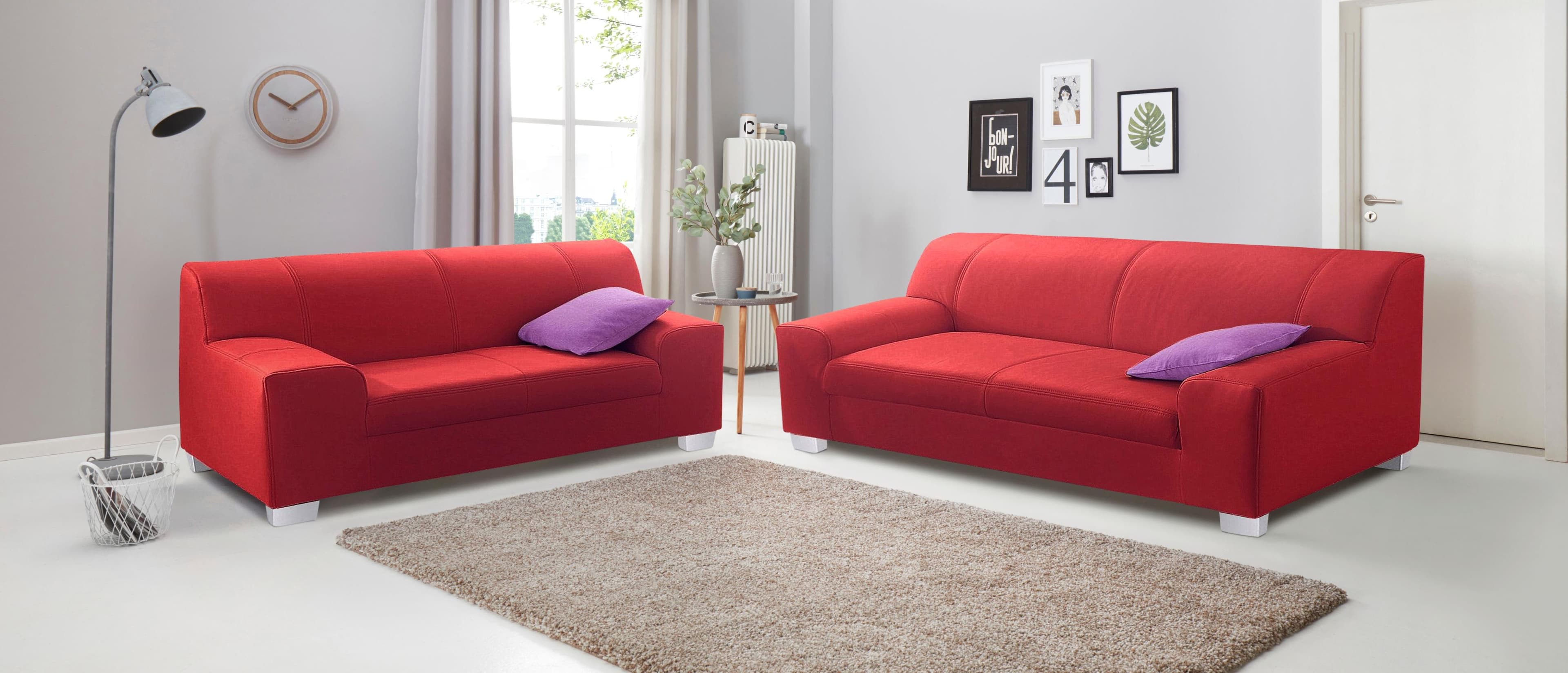 DOMO COLLECTION Amando Polstergarnitur Rot 2er + 3er Sofa