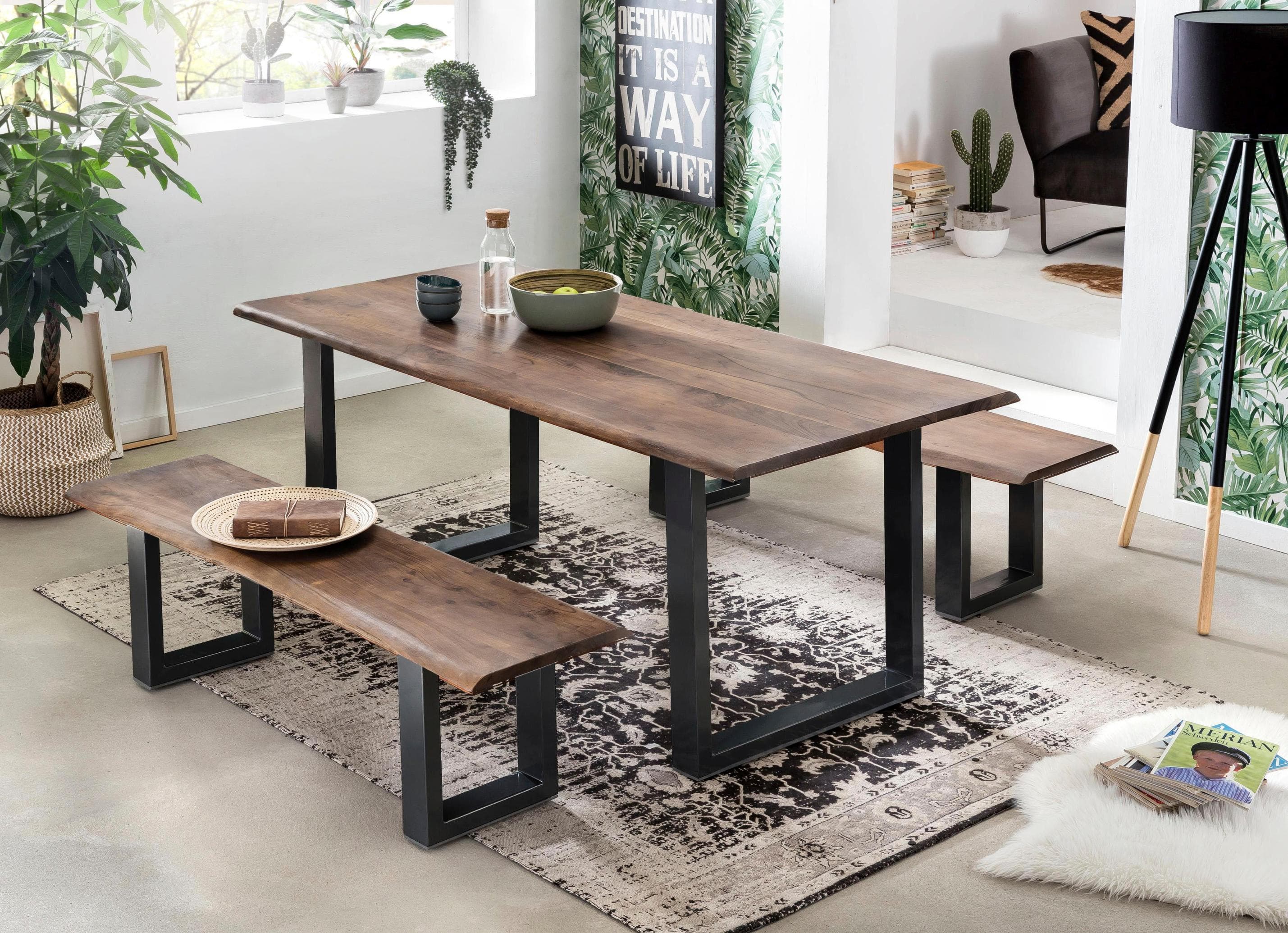Esstisch SIT Tops&Tables Akazie Nussbaumfarbig mit Baumkante