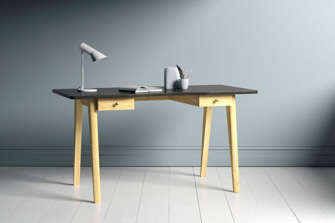 Skandinavischer Schreibtisch mit Eichenholz-Beinen