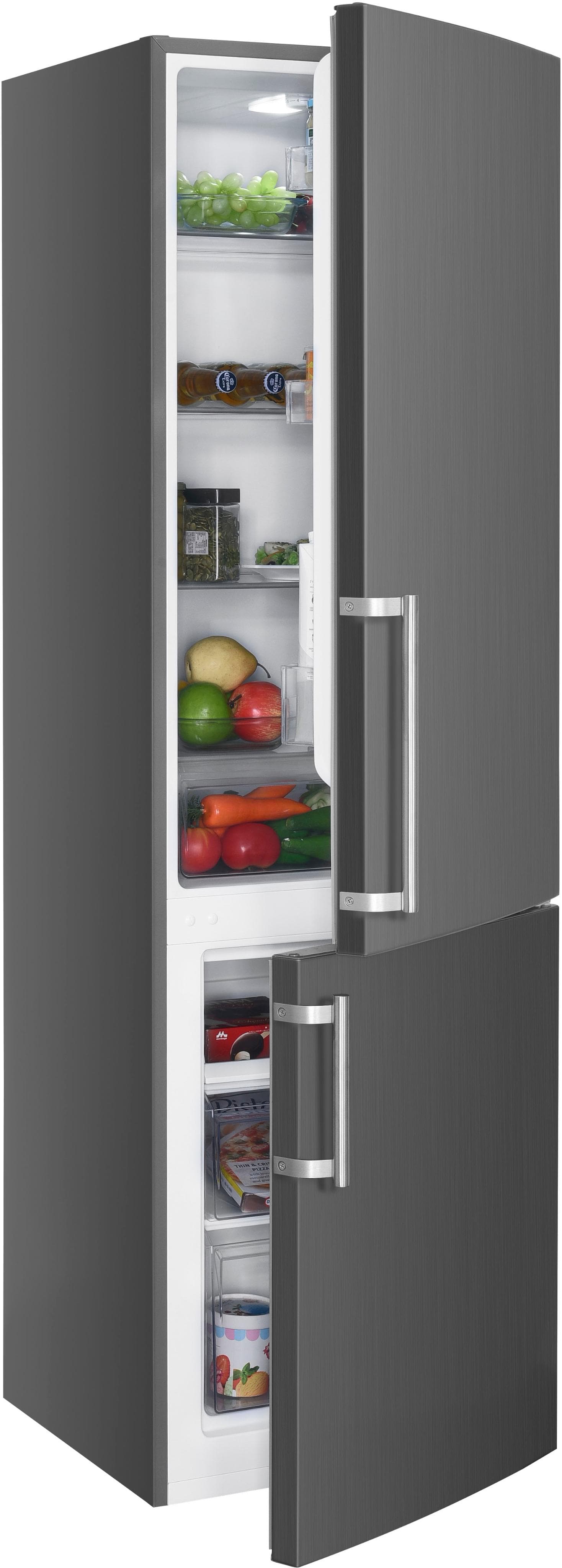 HANSEATIC Kühl-/Gefrierkombination Silber Abtauautomatik