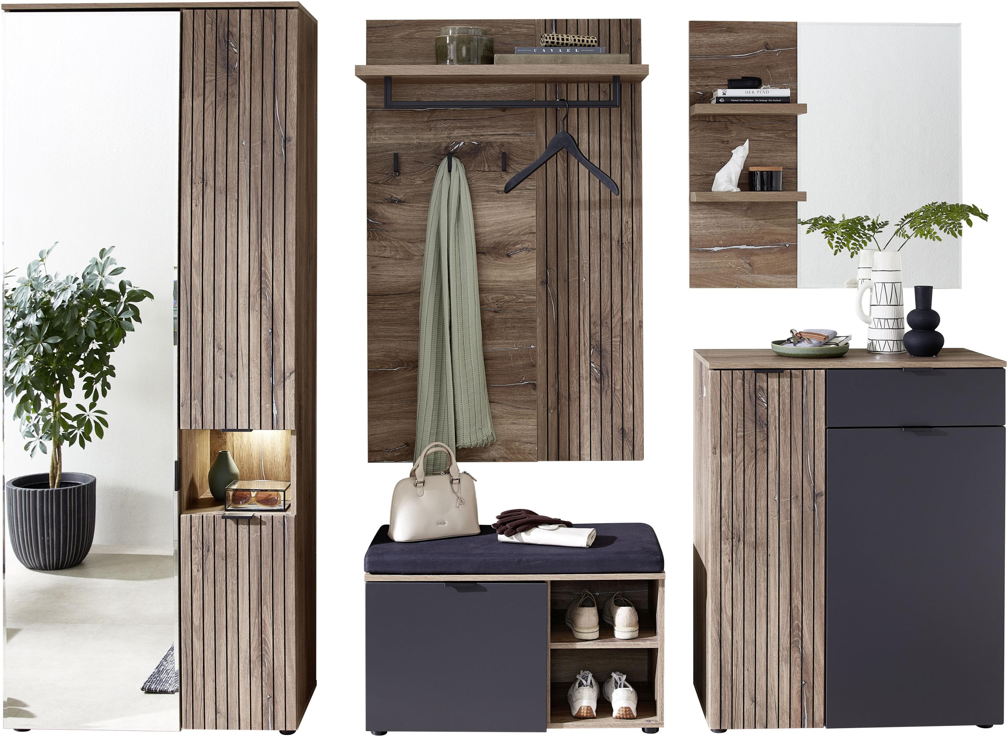 Garderobenschrank INNOSTYLE LINEA 5-teilig LED-Beleuchtung