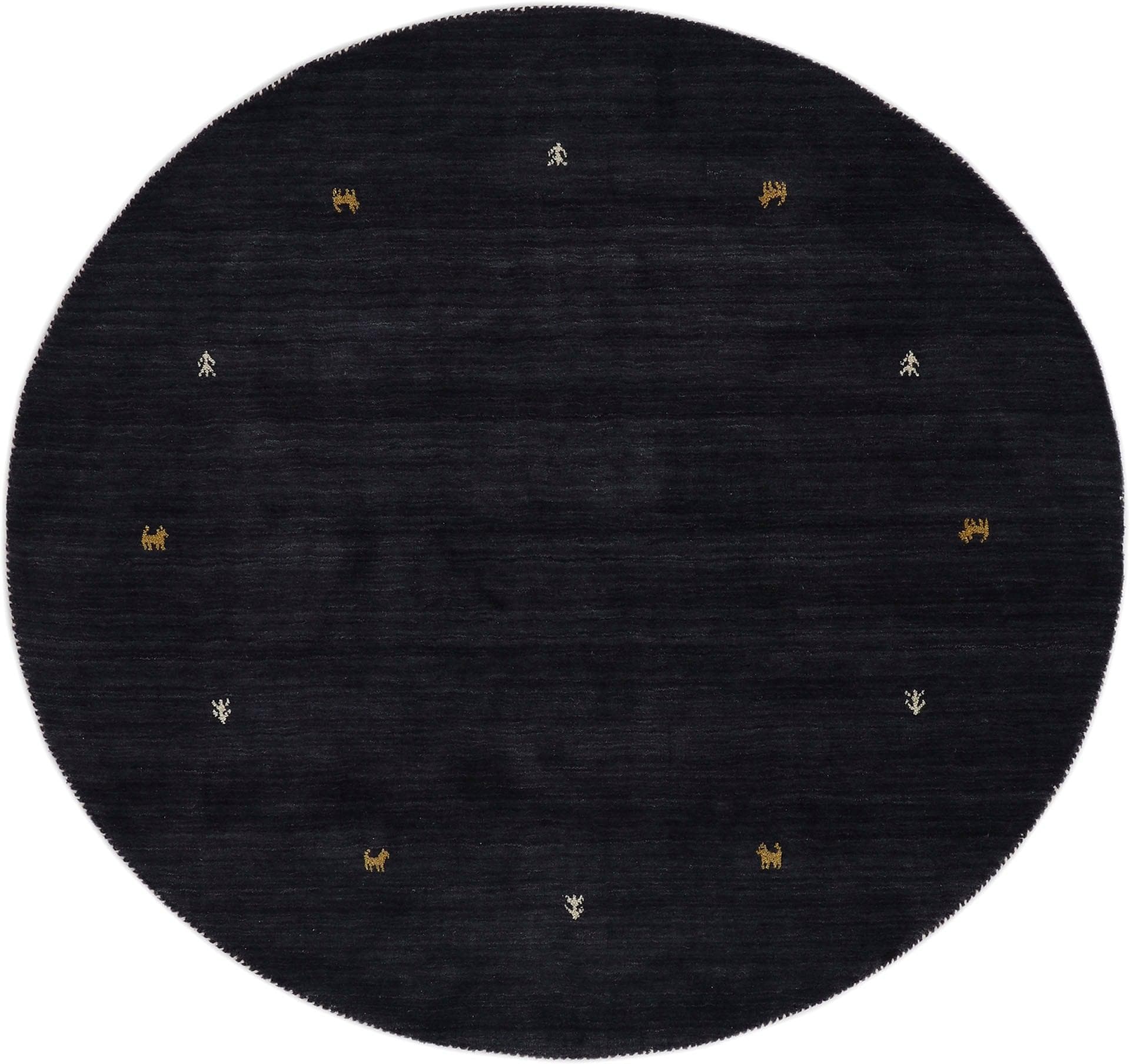 CARPETFINE Gabbeh Uni Wollteppich Schwarz Handgewebt