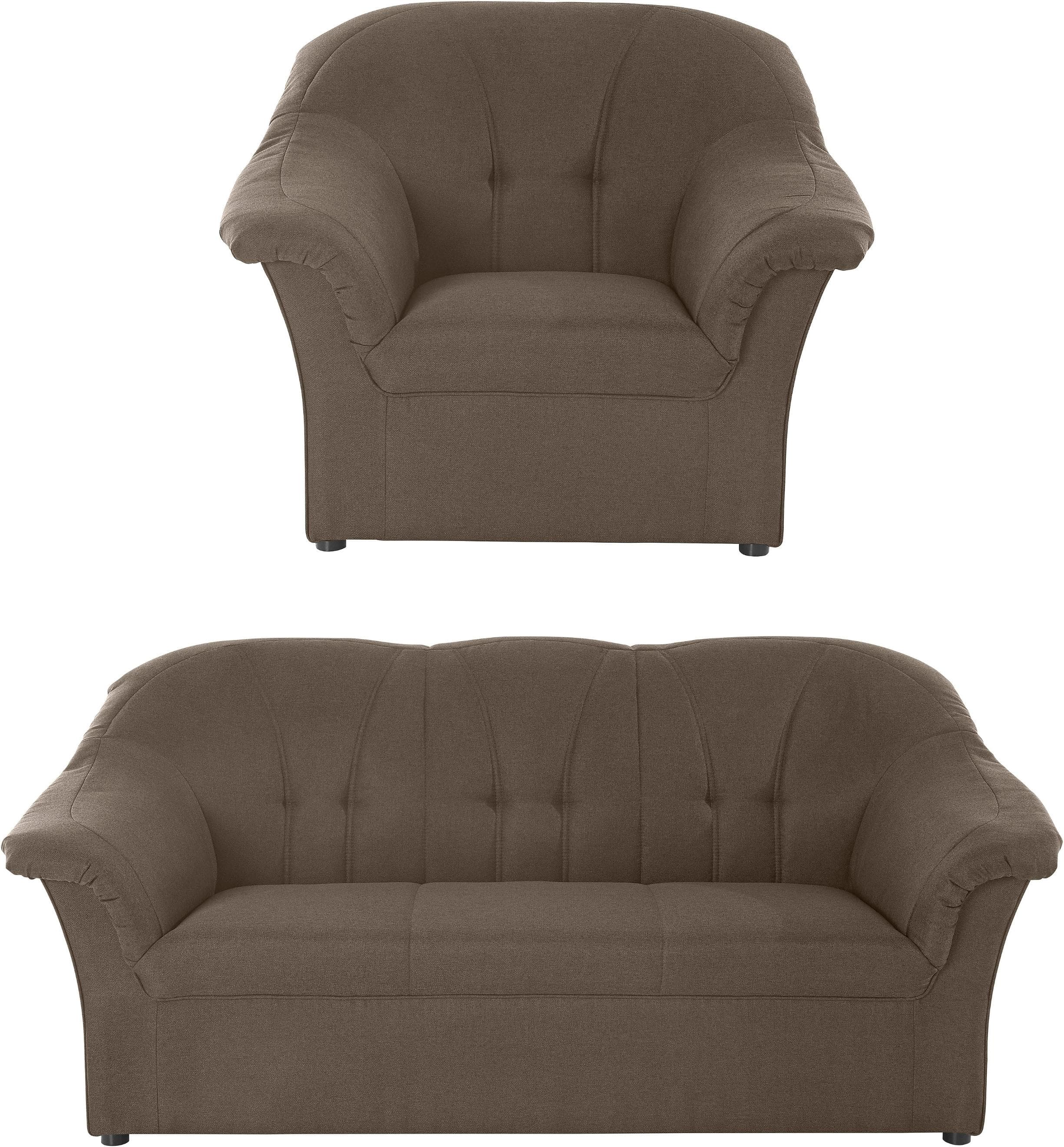 DOMO COLLECTION Polstergarnitur Pegnitz Braun 4-Sitzer Sessel 3-Sitzer