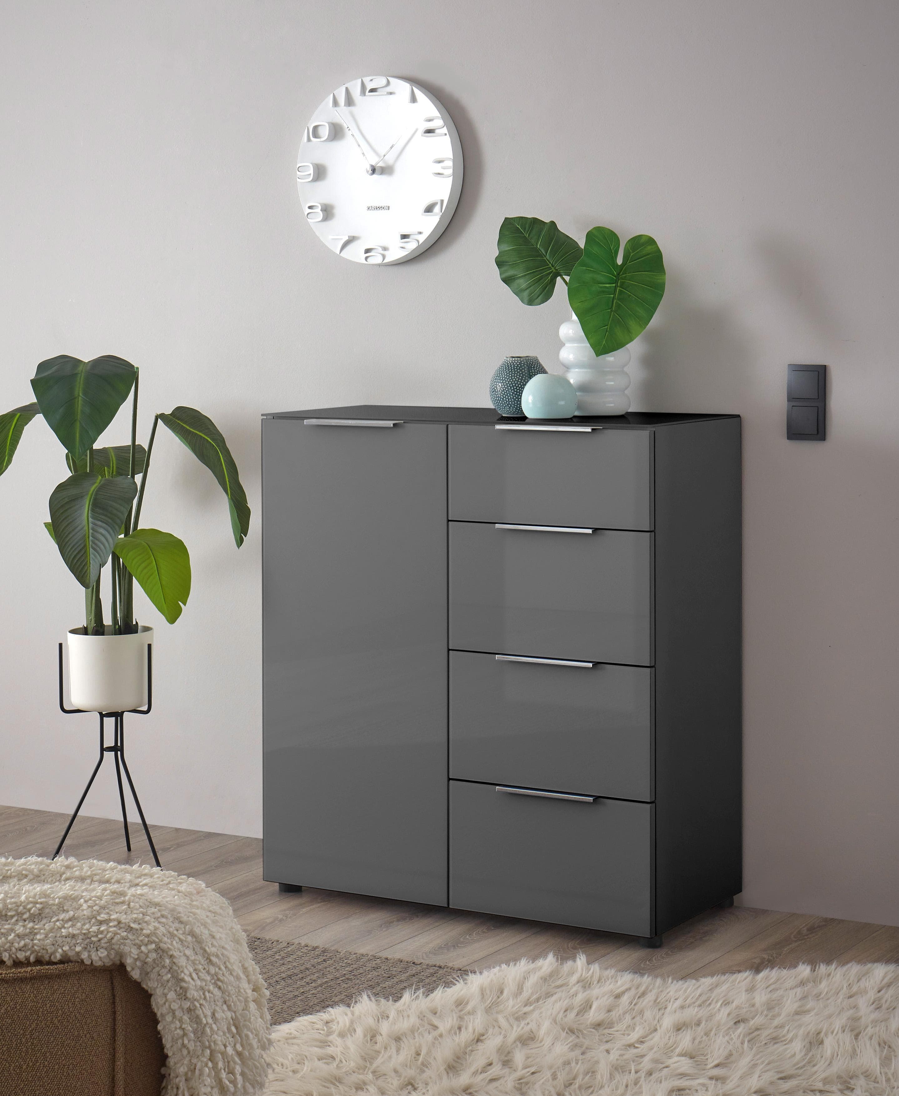 HBZ Sideboard Santorin Anthrazit Glasfront Softclose