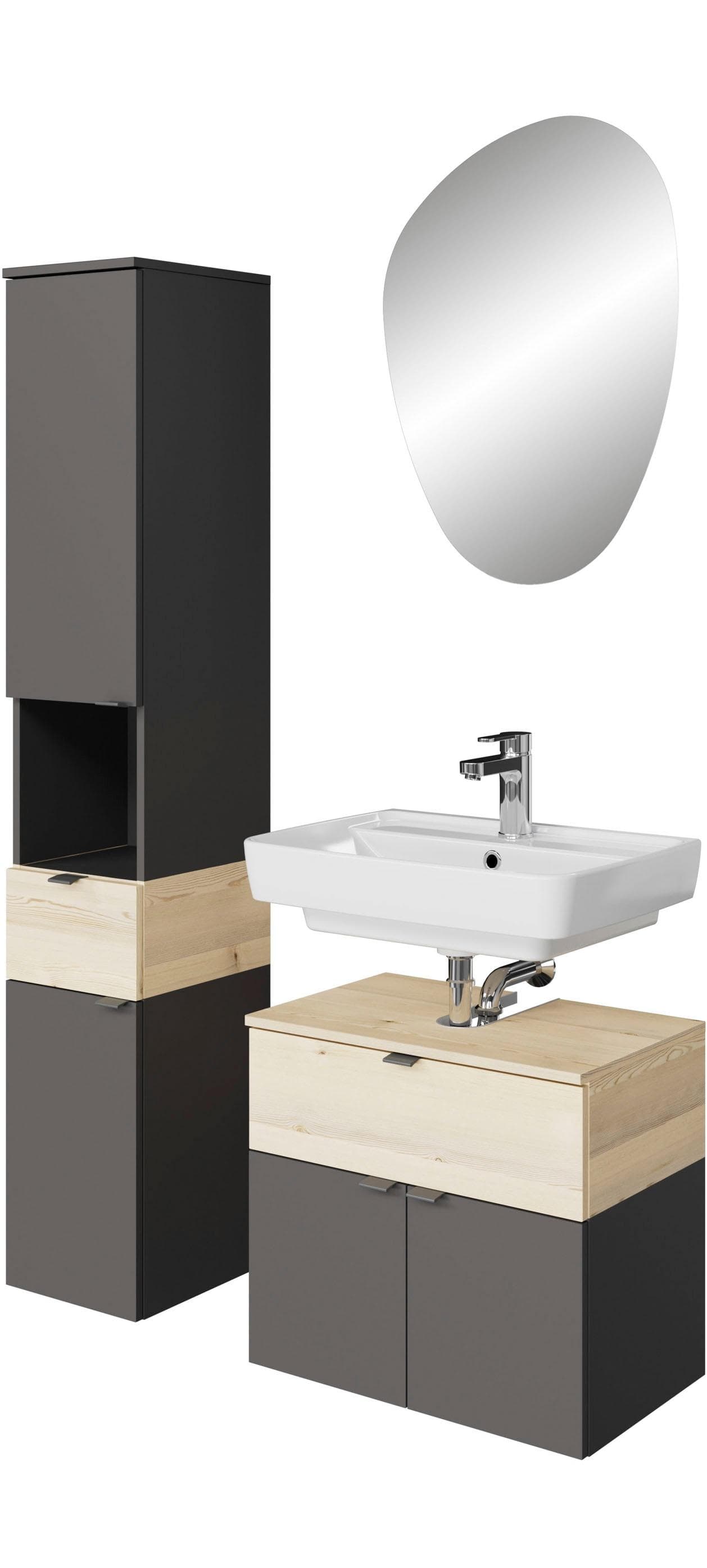 Badmöbel-Set SAPHIR "Quickset 394" Quarzgrau Matt