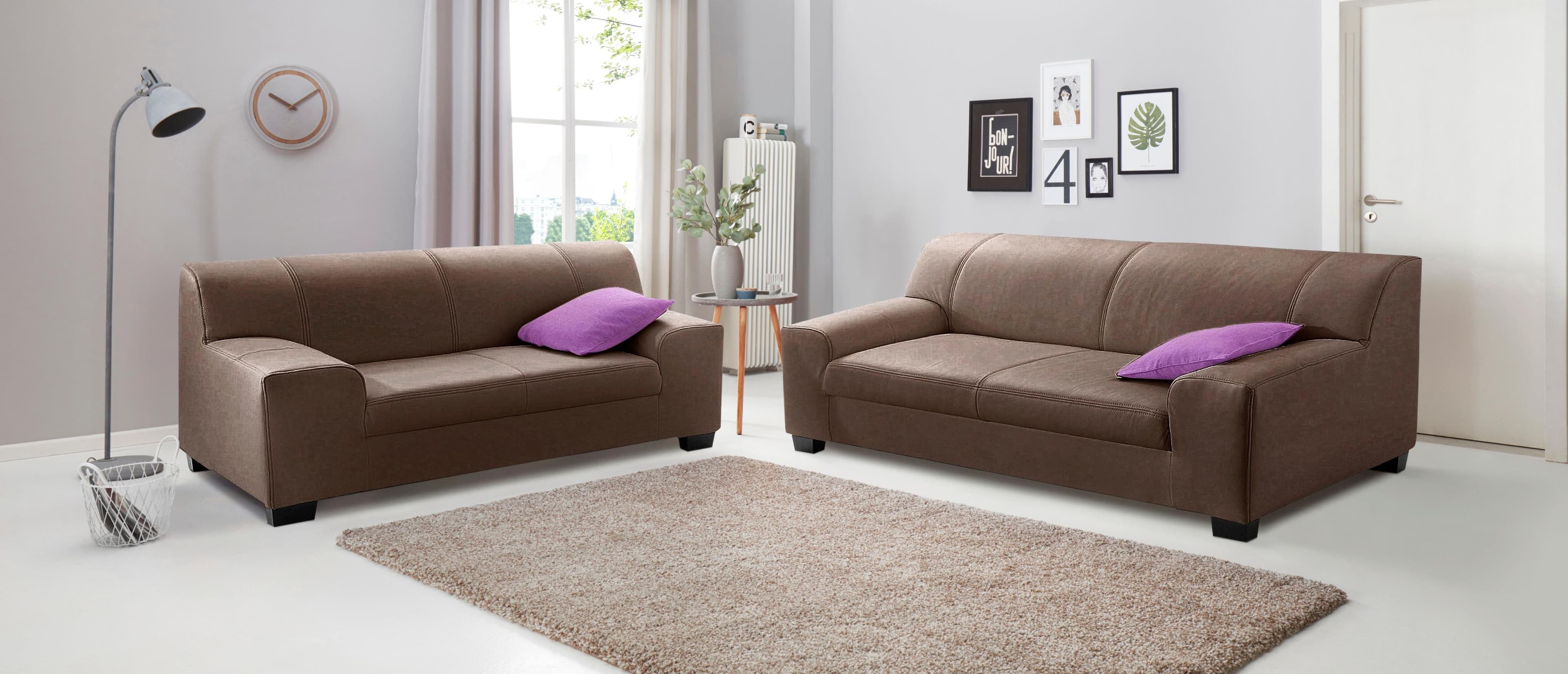 DOMO COLLECTION Amando Polstergarnitur 2er & 3er Sofa Espresso Leder
