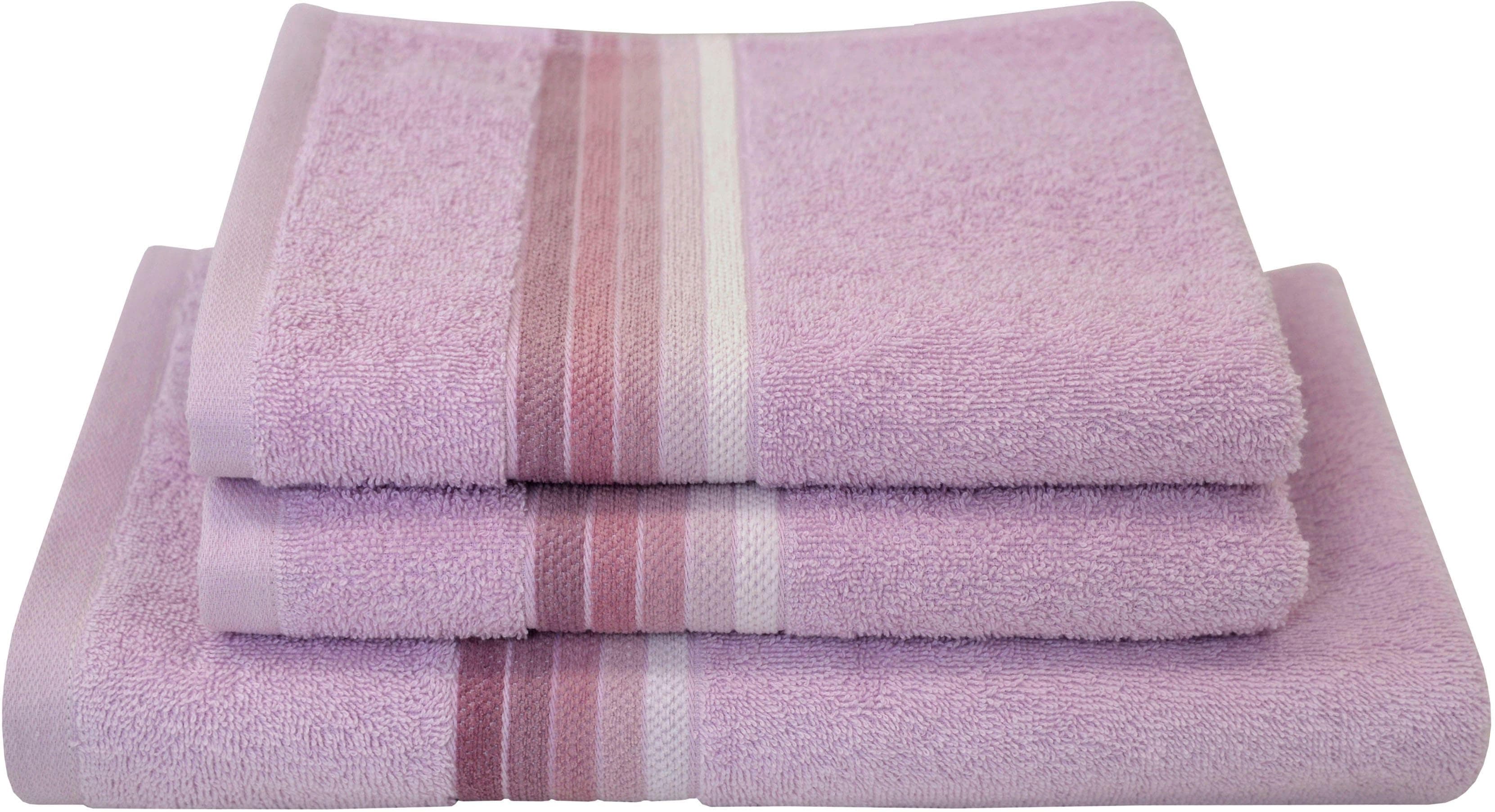 Rosa Handtuch Set aus Baumwolle und Viskose im Chenille-Stil