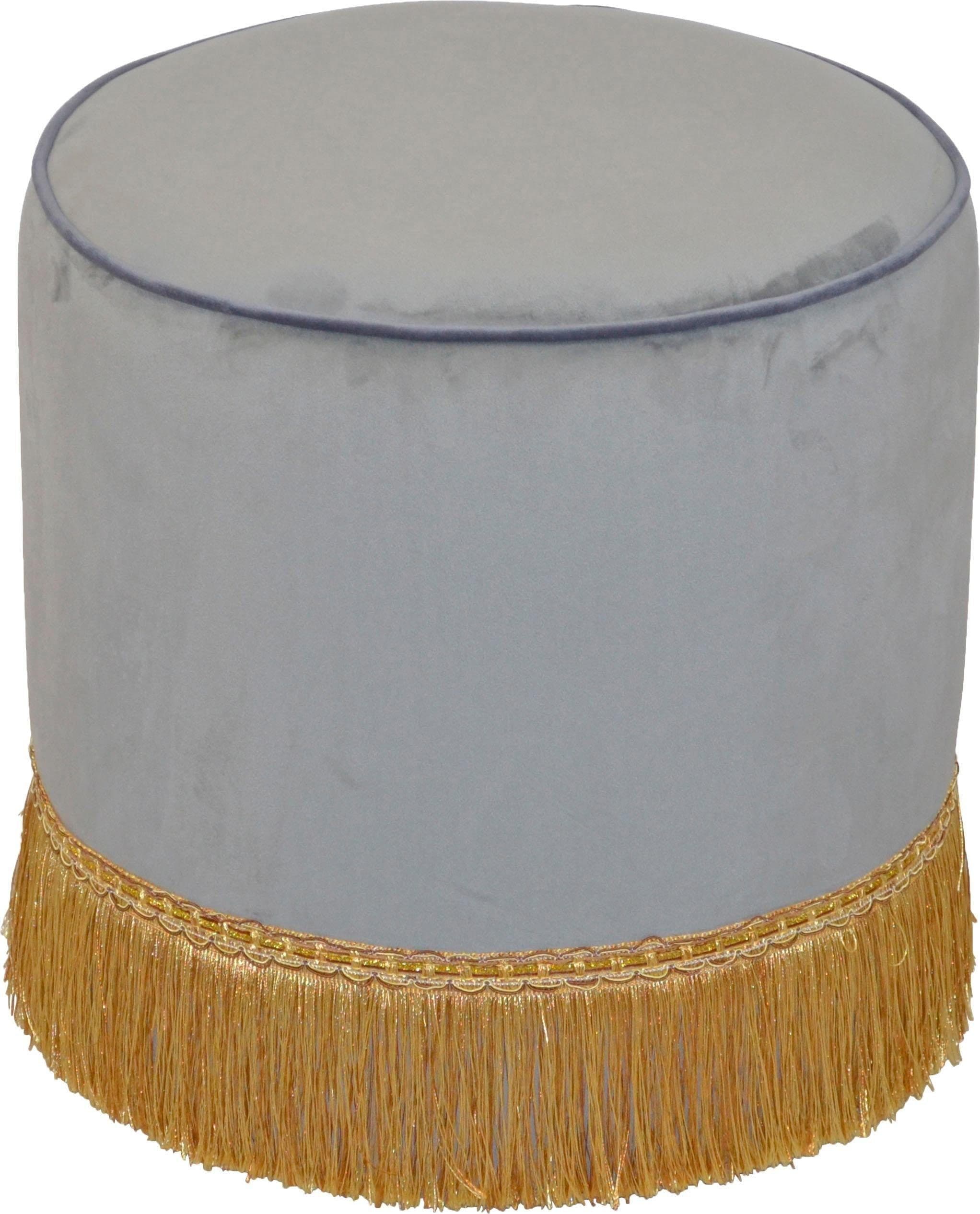Home Affaire Hocker Grau Samtbezug 100% Polyester