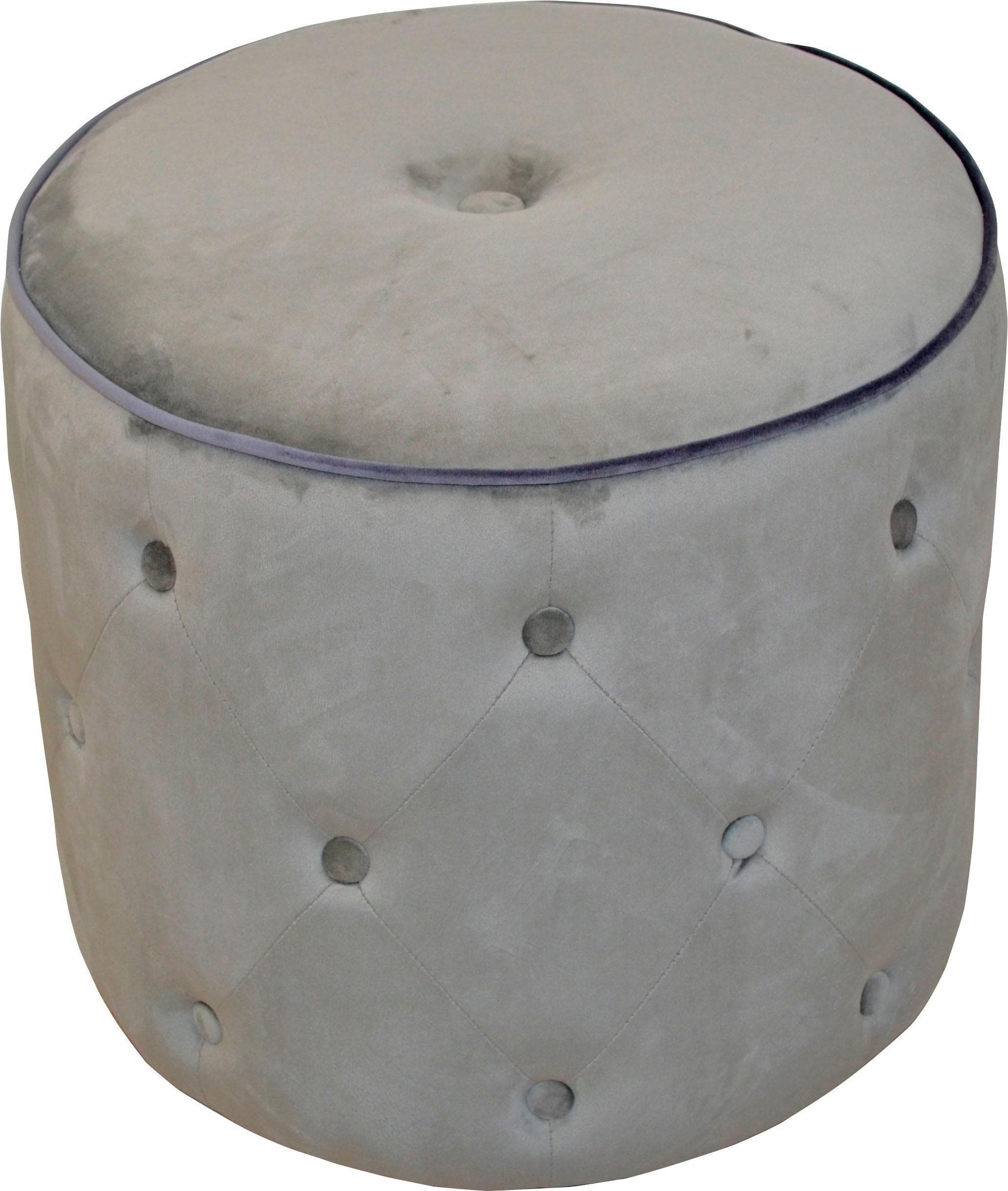 Home Affaire Samtoptik Hocker mit Knopfsteppung und Keder