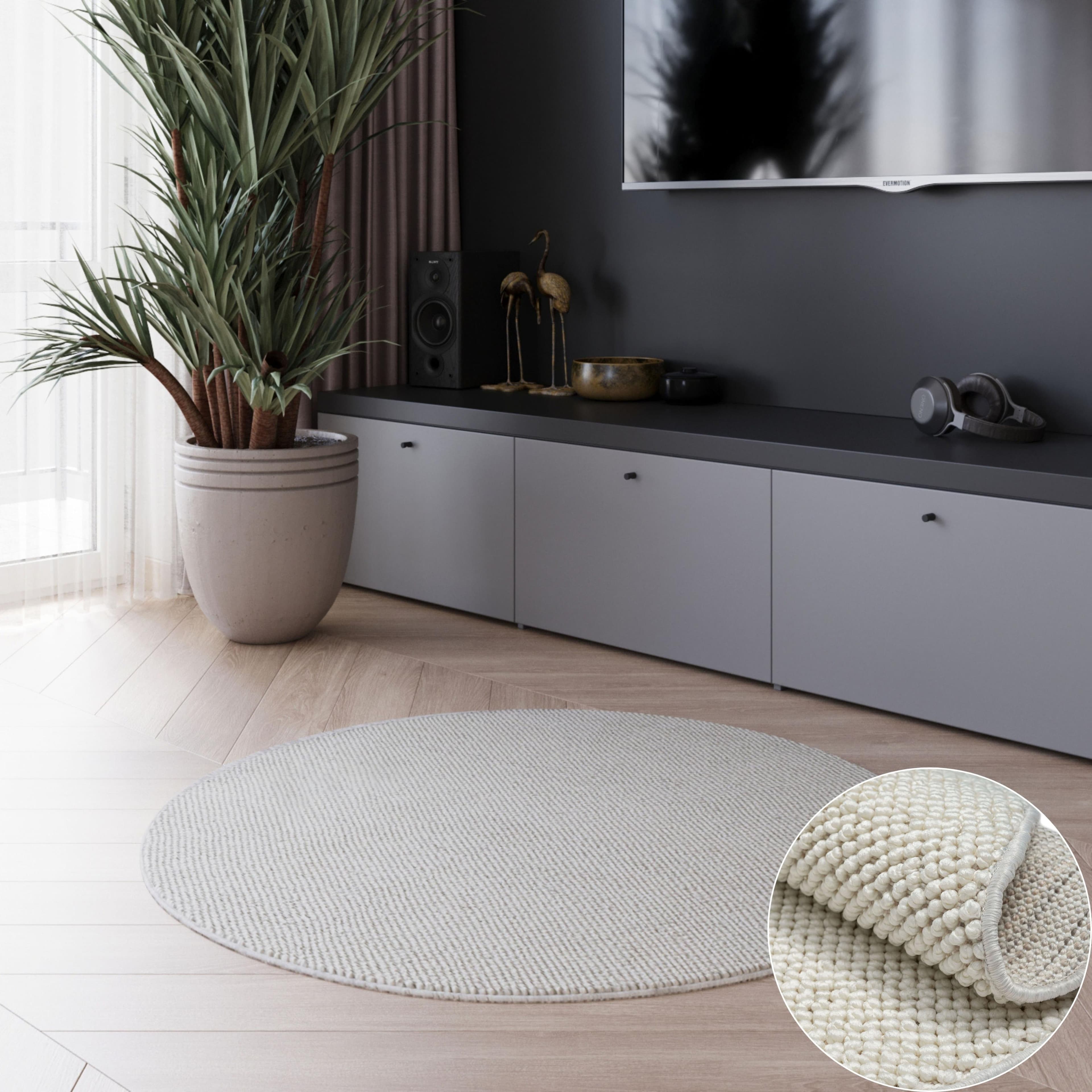 Teppich OTTO HOME Vals Rund Weiß Creme Uni Design