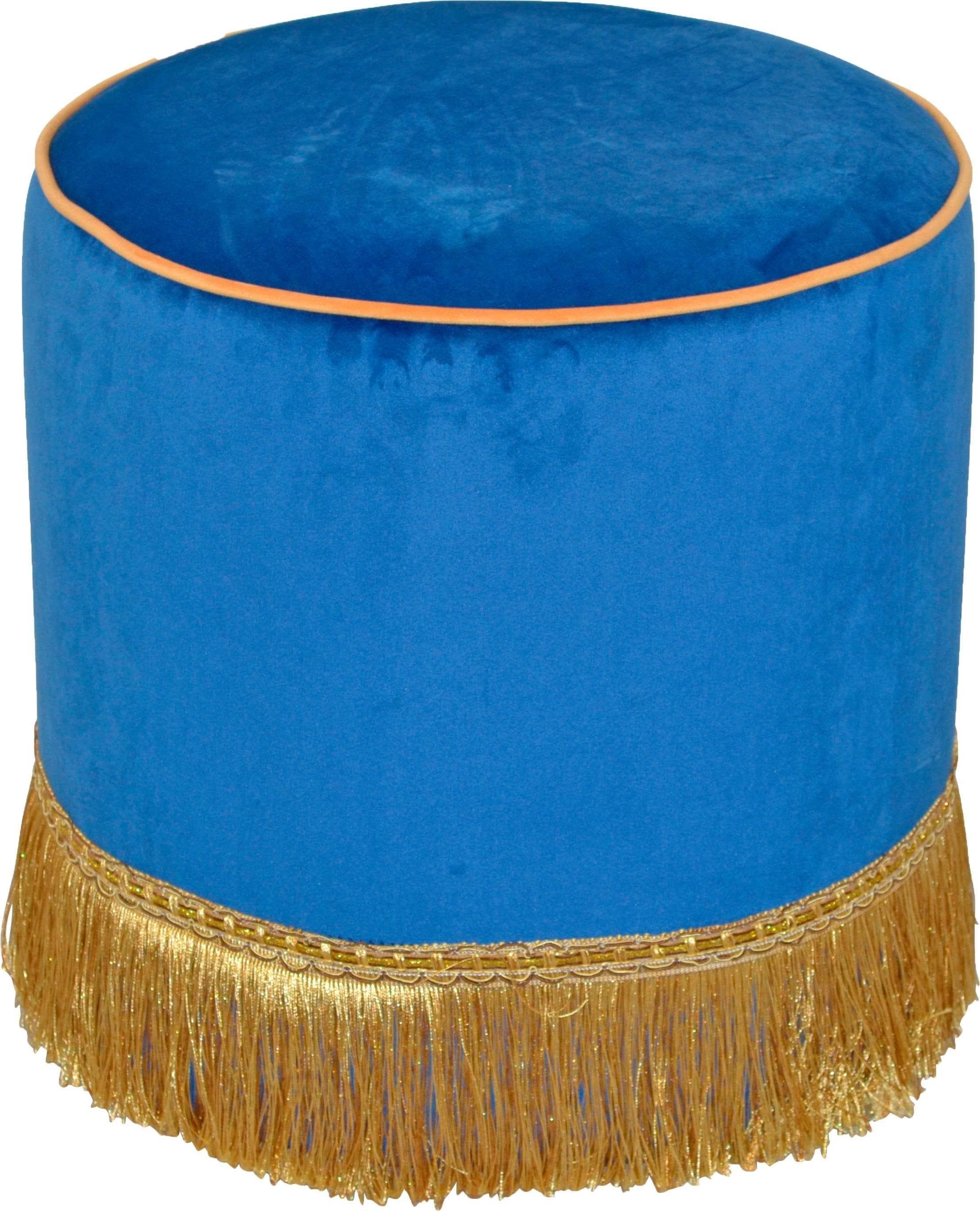 Home Affaire Hocker Blau Samtbezug 100% Polyester