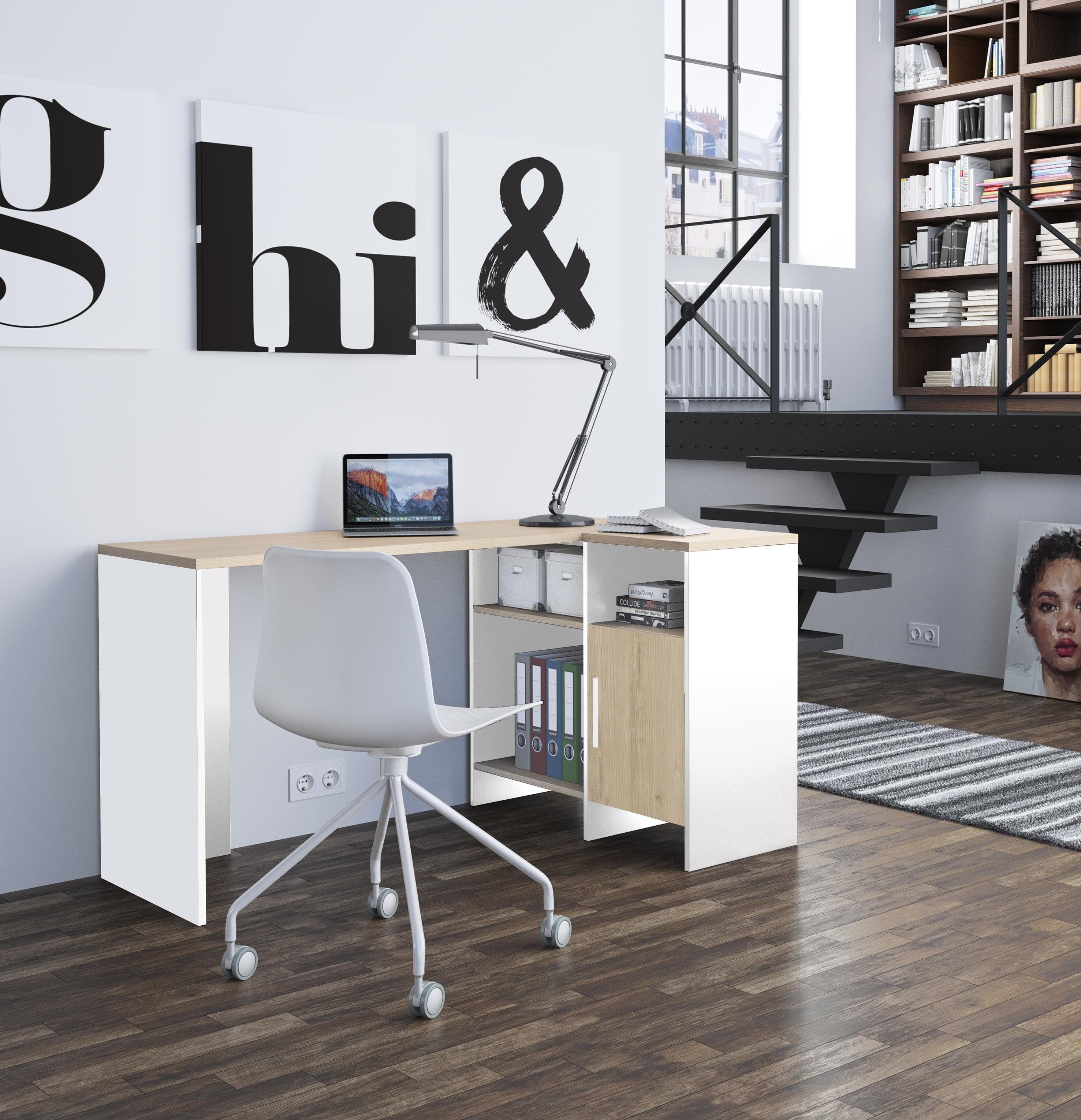 Schreibtisch GAMI Liverpool Kastanie Natur/Weiß 136 cm