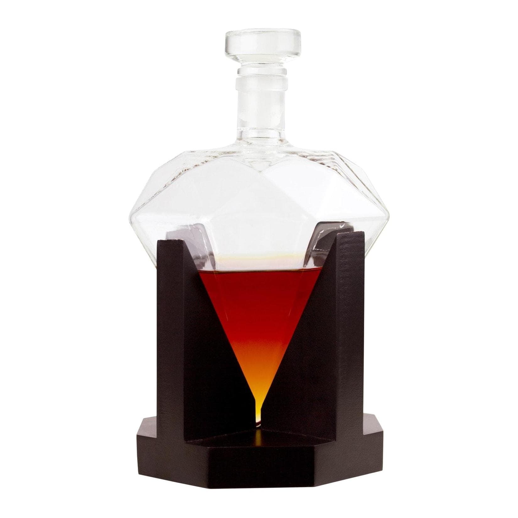 Rautenförmiger Dekanter mit Sockel aus Roteiche