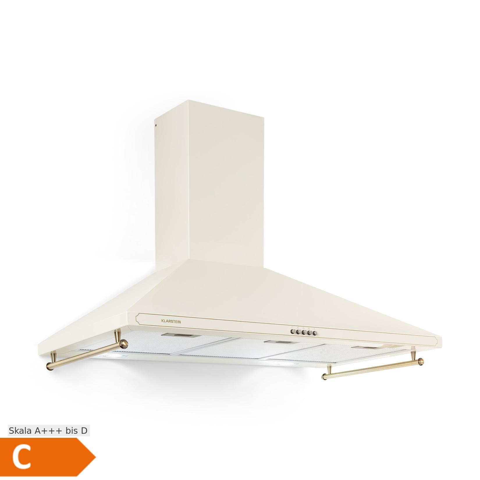 Victoria 90 Dunstabzugshaube 90cm Retro-Design 645m³/h 2 LED-Lampen Elfenbein