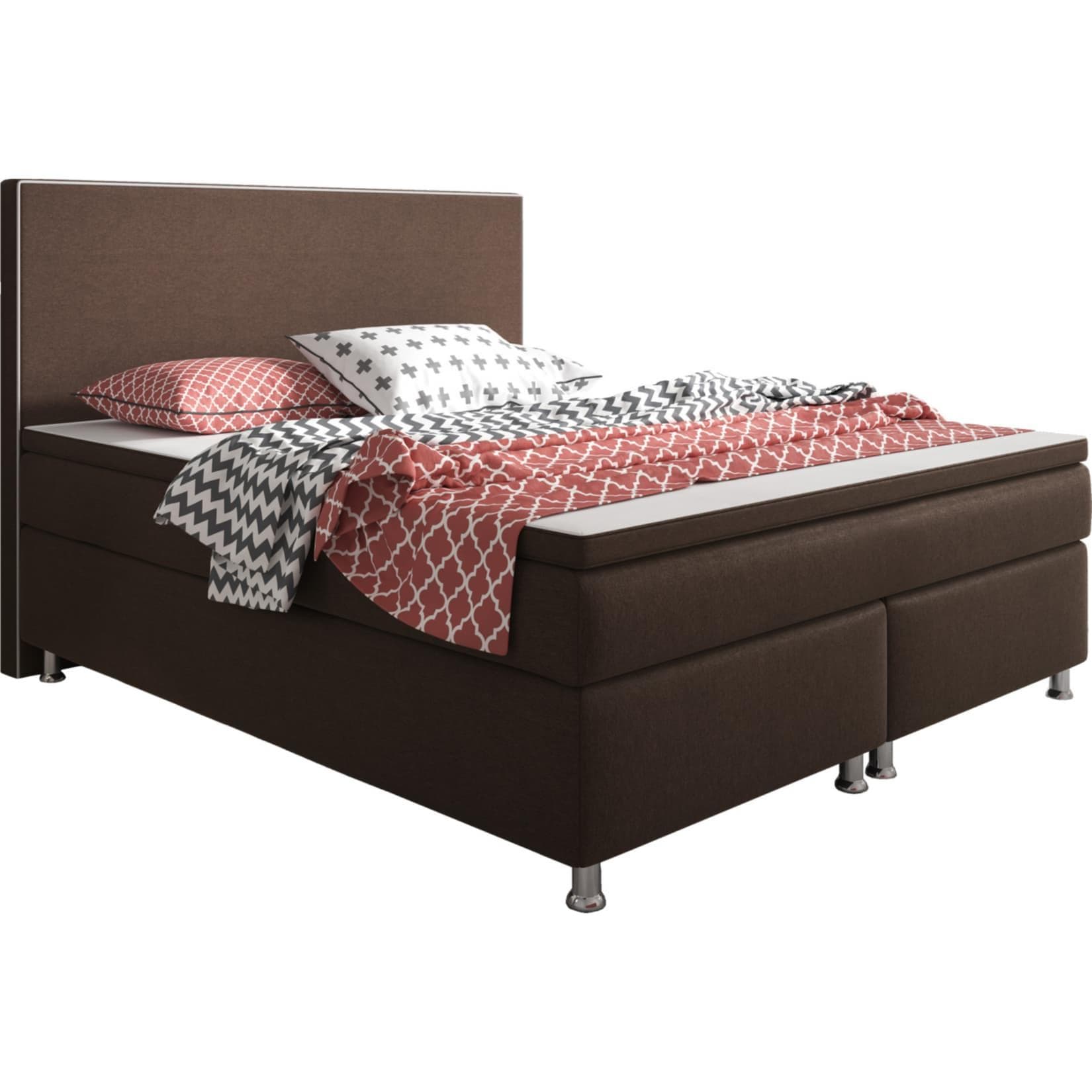 Inter Trading Boxspringbett King Size Braun 7-Zonen Federkern