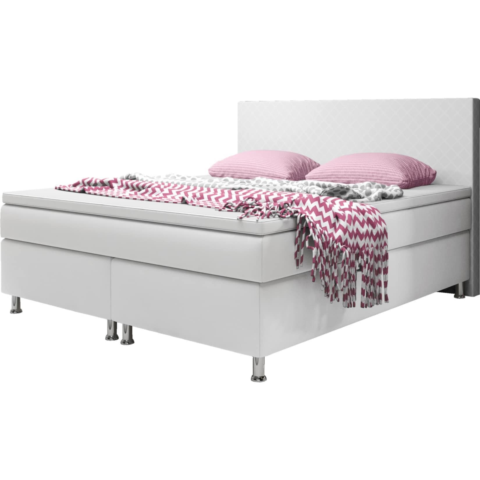 Inter Trading Boxspringbett Madrid 180 x 200 cm Weiß