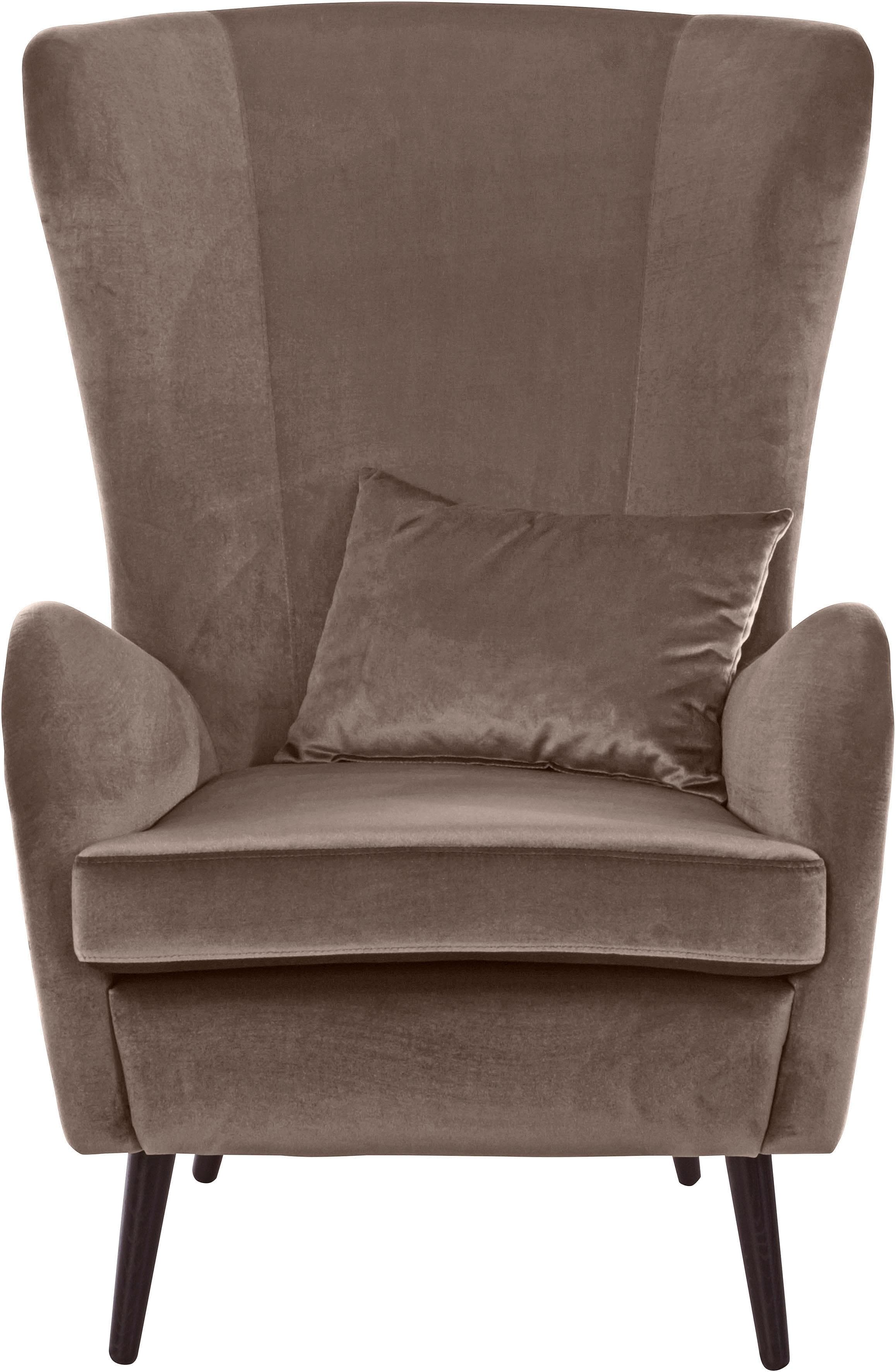 HOME AFFAIRE Sessel Sallito Ohrensessel Taupe Samtoptik
