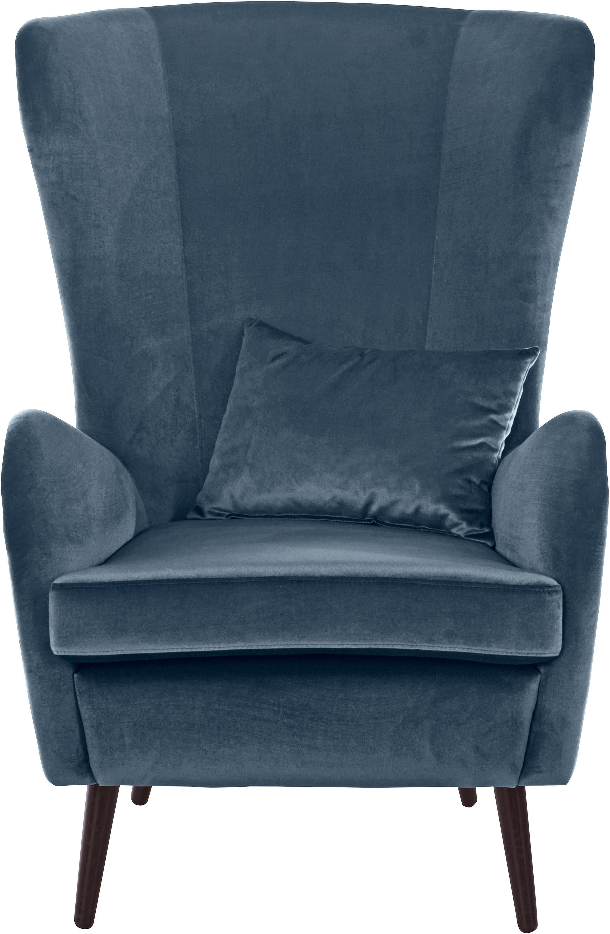 HOME AFFAIRE Sessel Sallito Ohrensessel TV-Sessel Blau Samtoptik