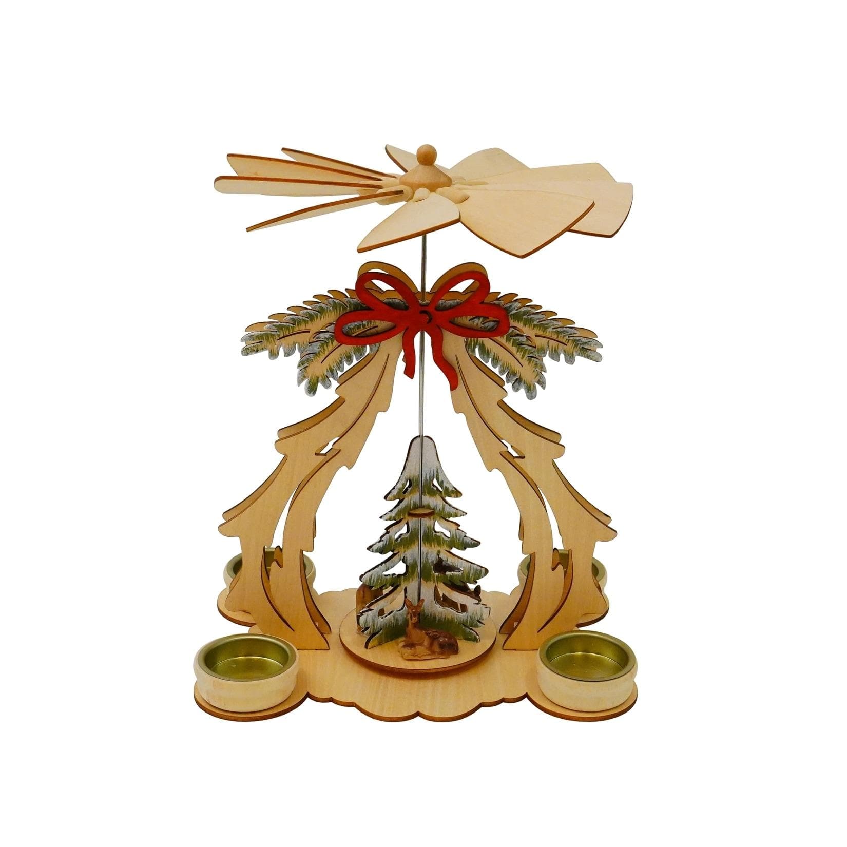 HTI-Living Tischpyramide mit Tannenbaum und Schleife - Klassische Weihnachtsdeko