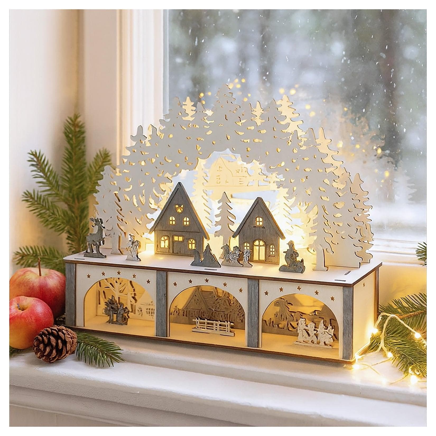 HTI-Living Schwibbogen Dorfidylle LED-Lichterbogen