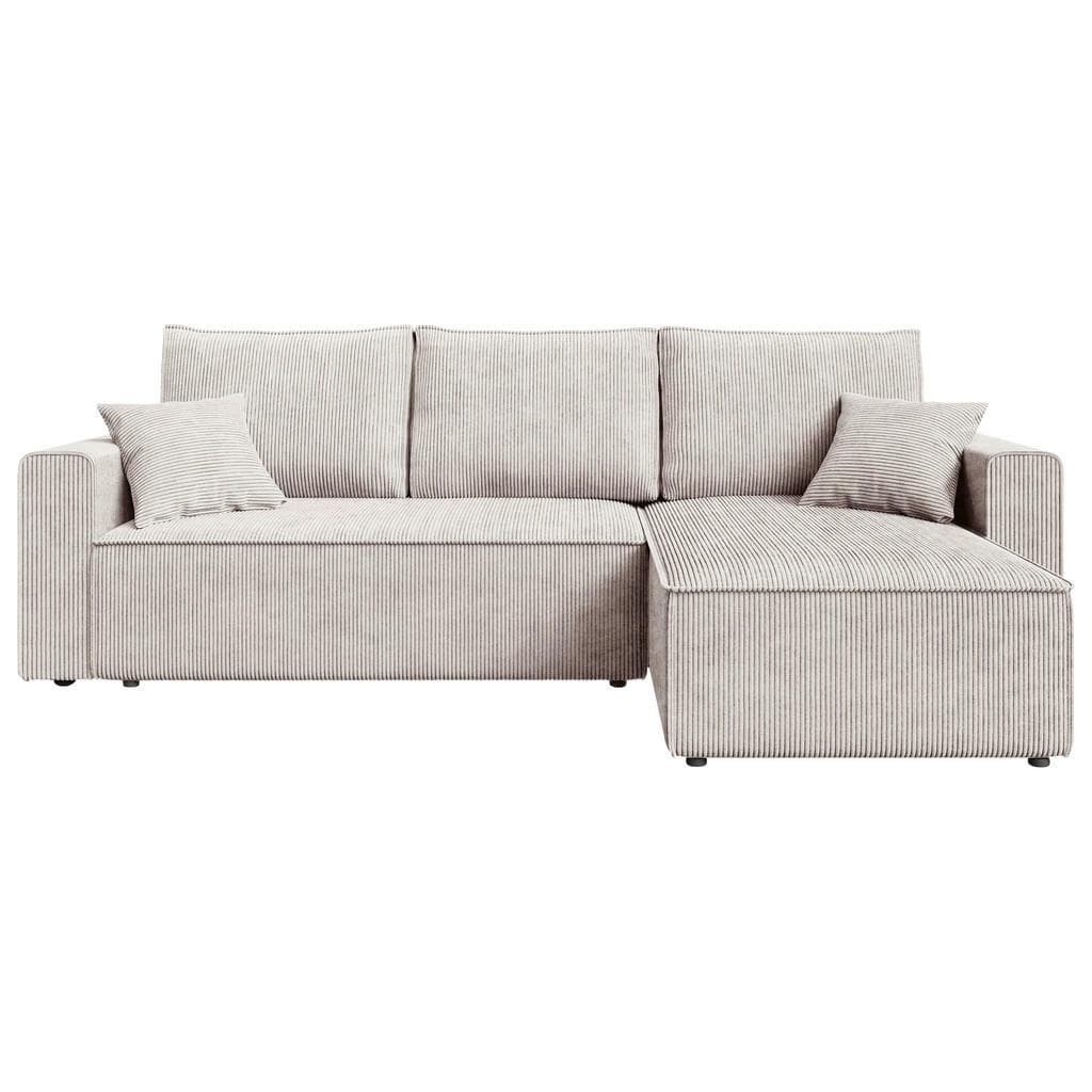 Carryhome Ecksofa Natur 3-Sitzer mit Ottomane