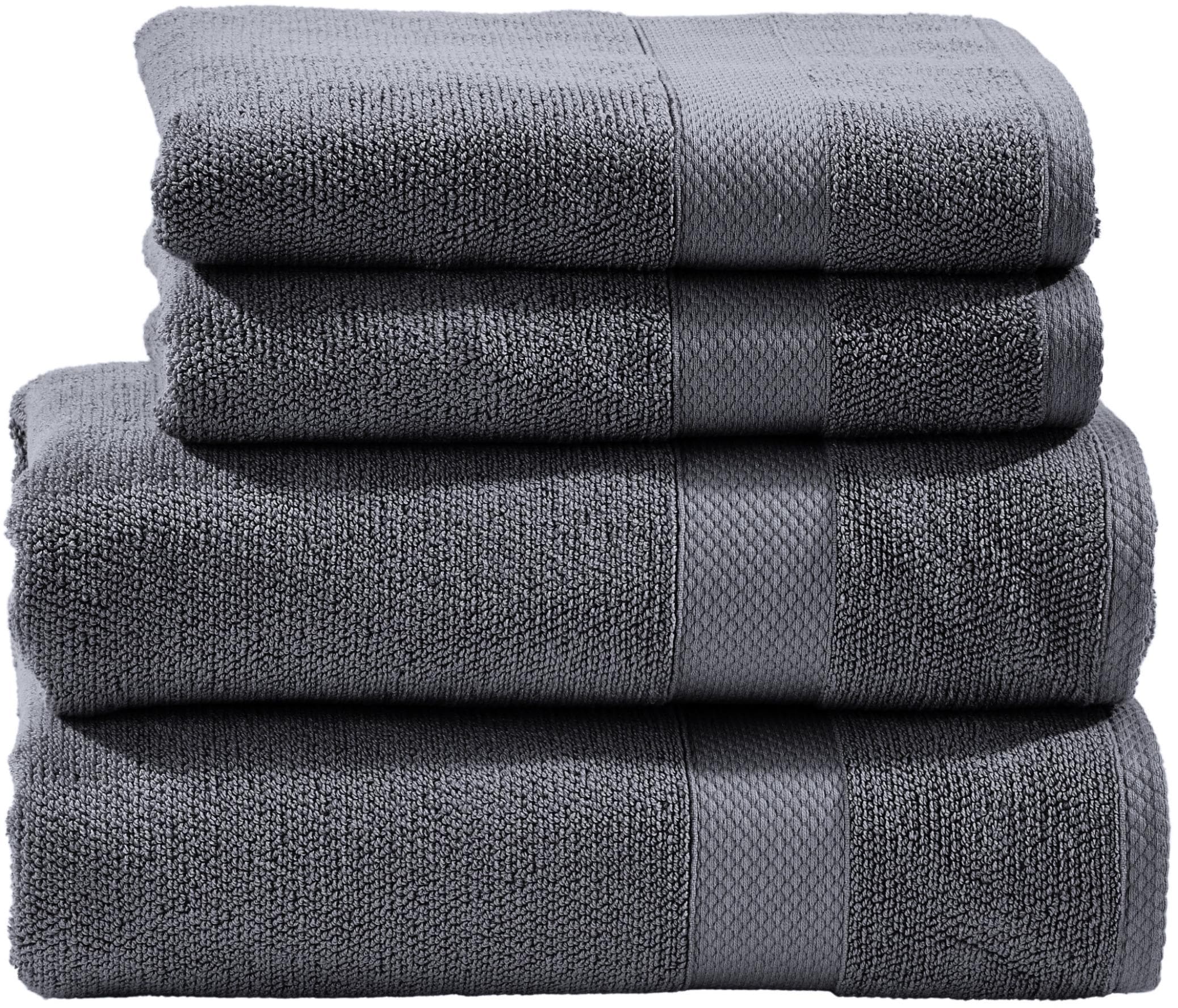 Anthrazitfarbenes Handtuch-Set aus Baumwolle und Zwirnfrottee