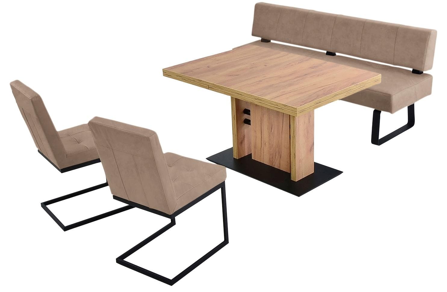 K+W Komfort & Wohnen Polsterbank Spider II Beige Schwarz