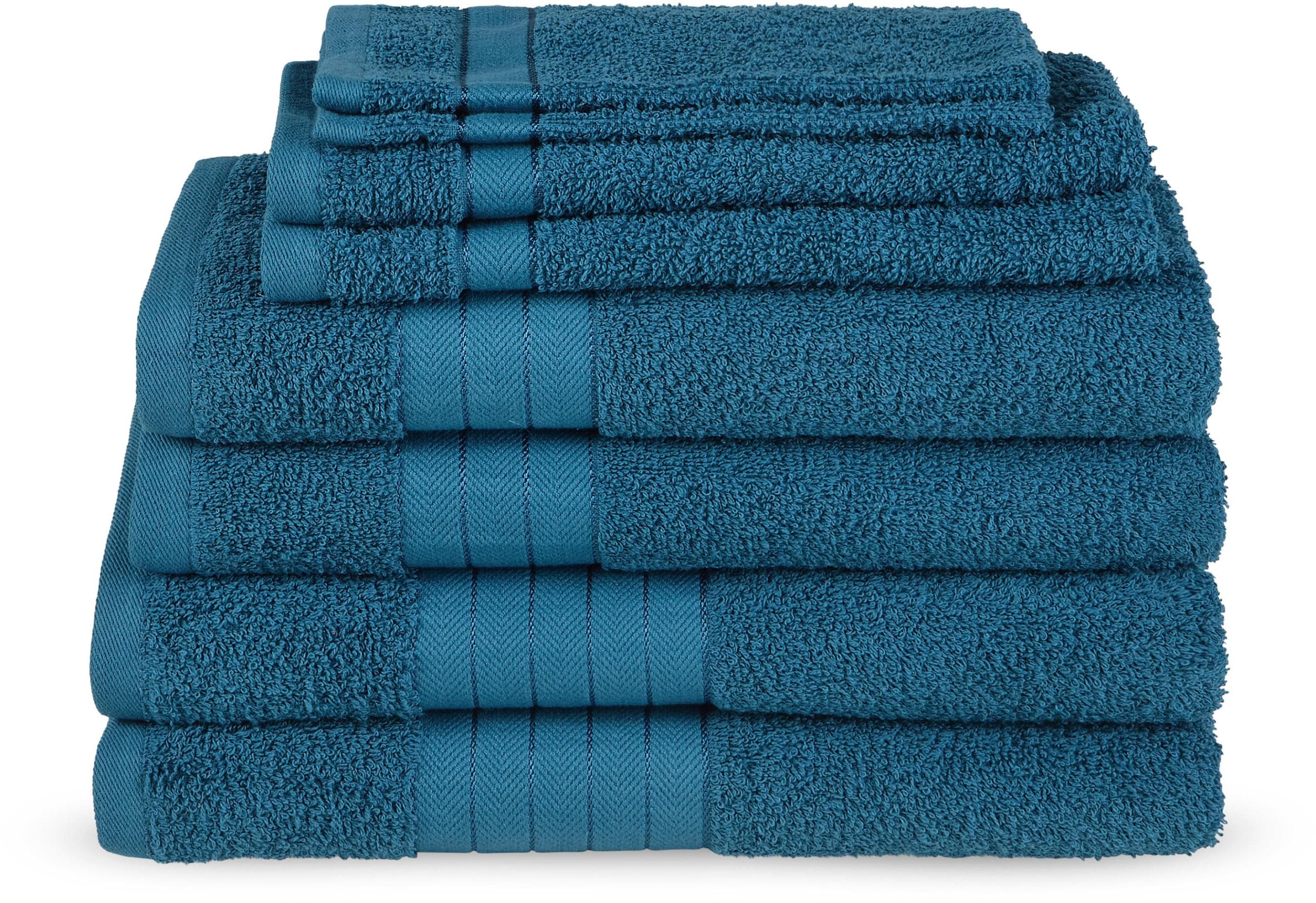 Handtuch Set aus Baumwolle und Frottee in petrol