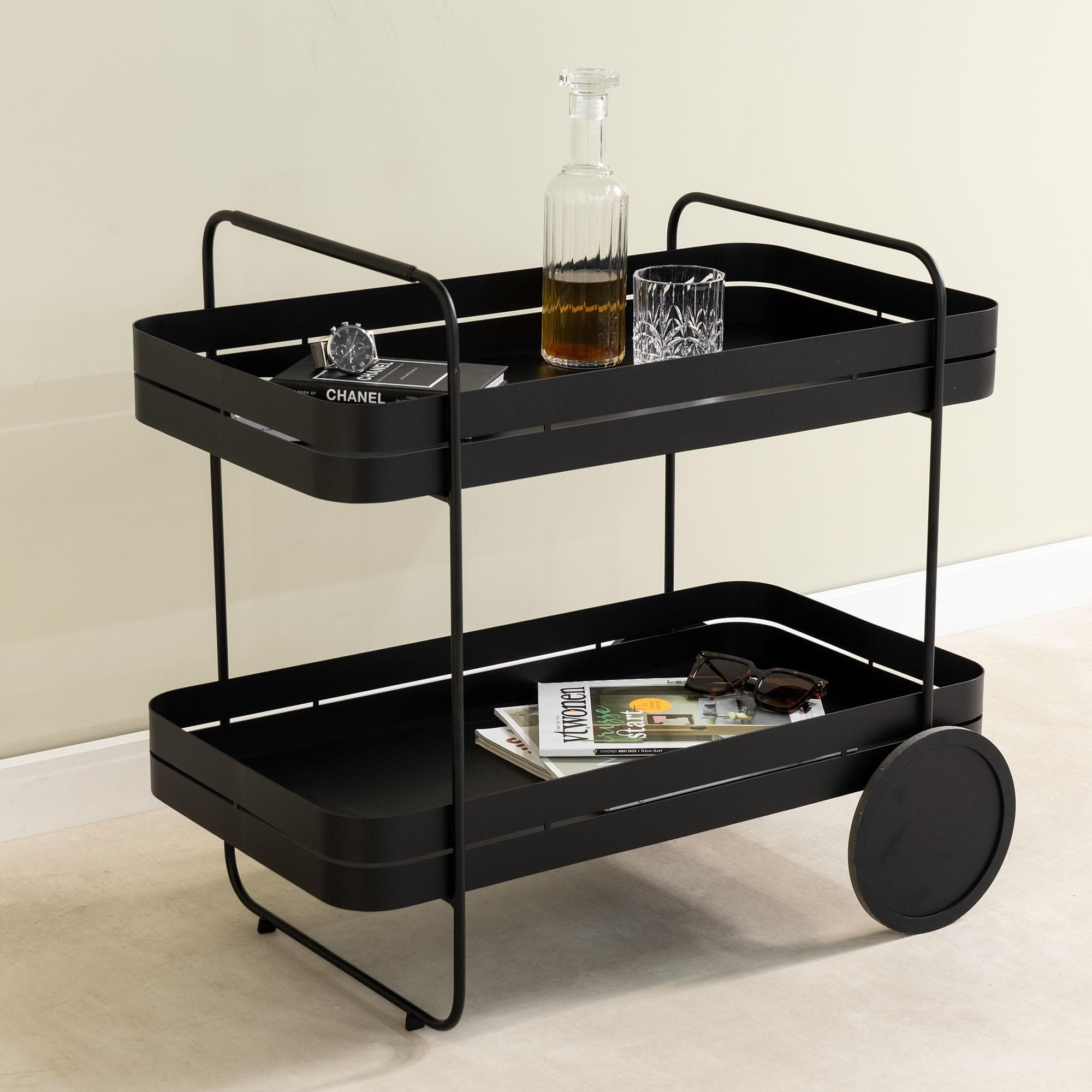 Servierwagen SPINDER DESIGN "GIN & TROLLY" Schwarz Stahl