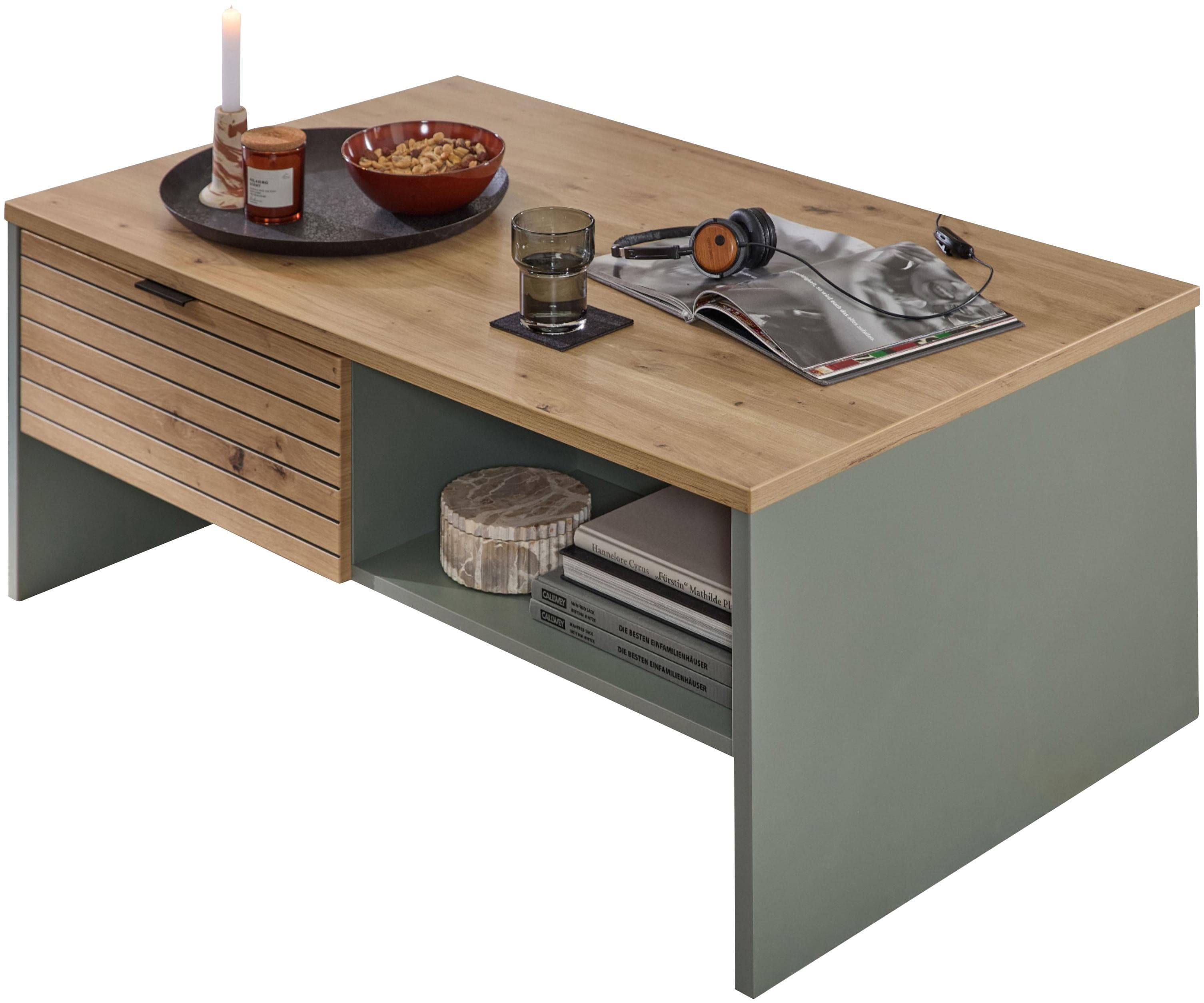 Couchtisch INNOSTYLE 'INA' Schilfgrün/Artisan Eiche