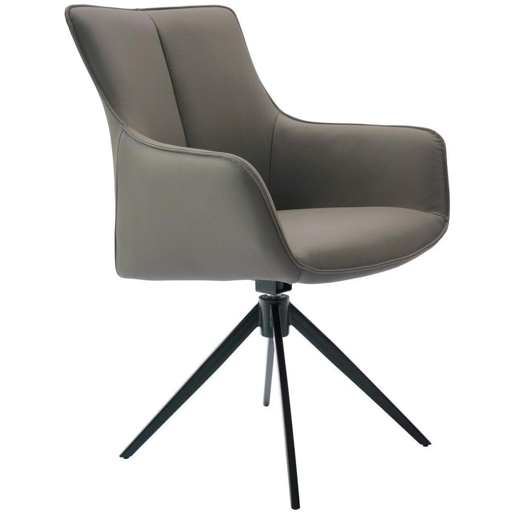 Novel Armlehnstuhl Grau Schwarz Büffelleder Esszimmerstuhl